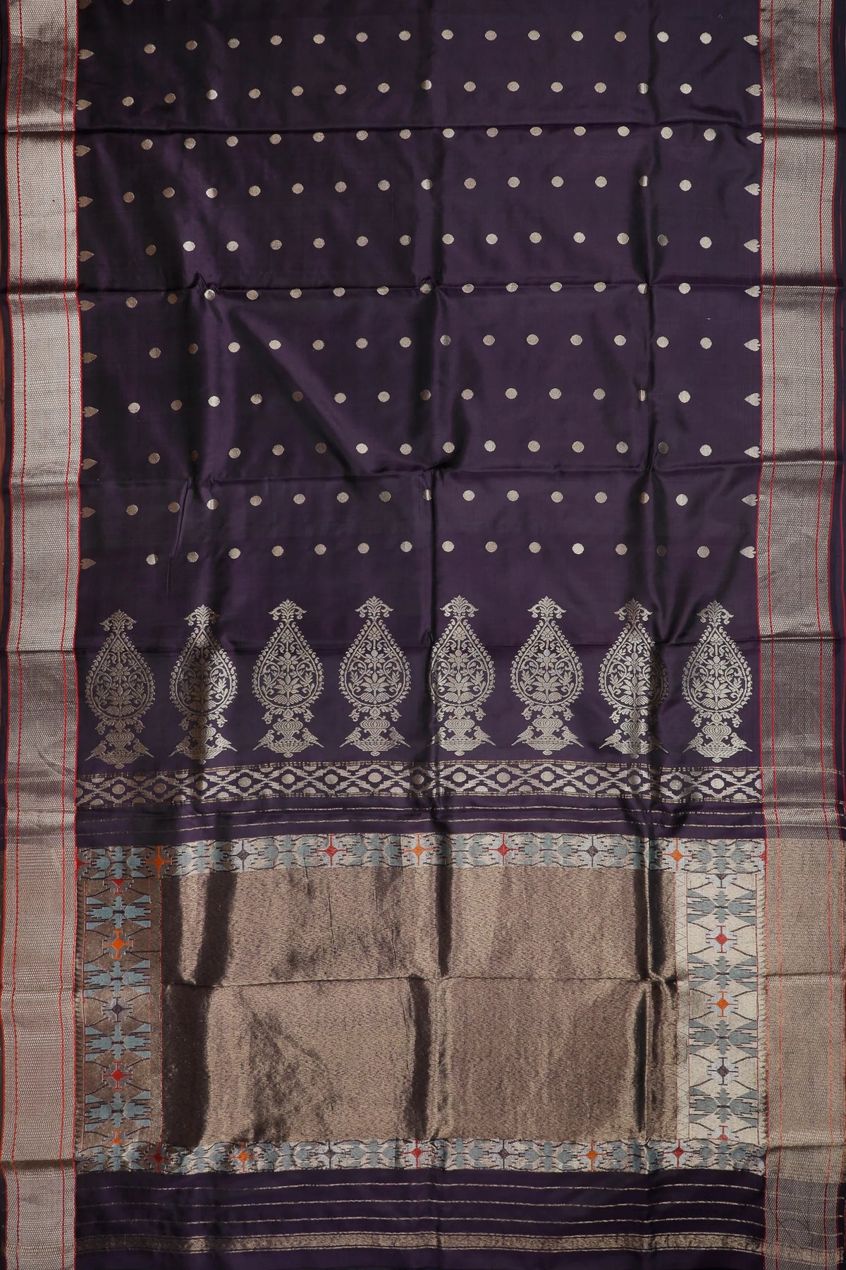 Deep Purple Handloom Pure Silk Chanderi Saree - Revival Design