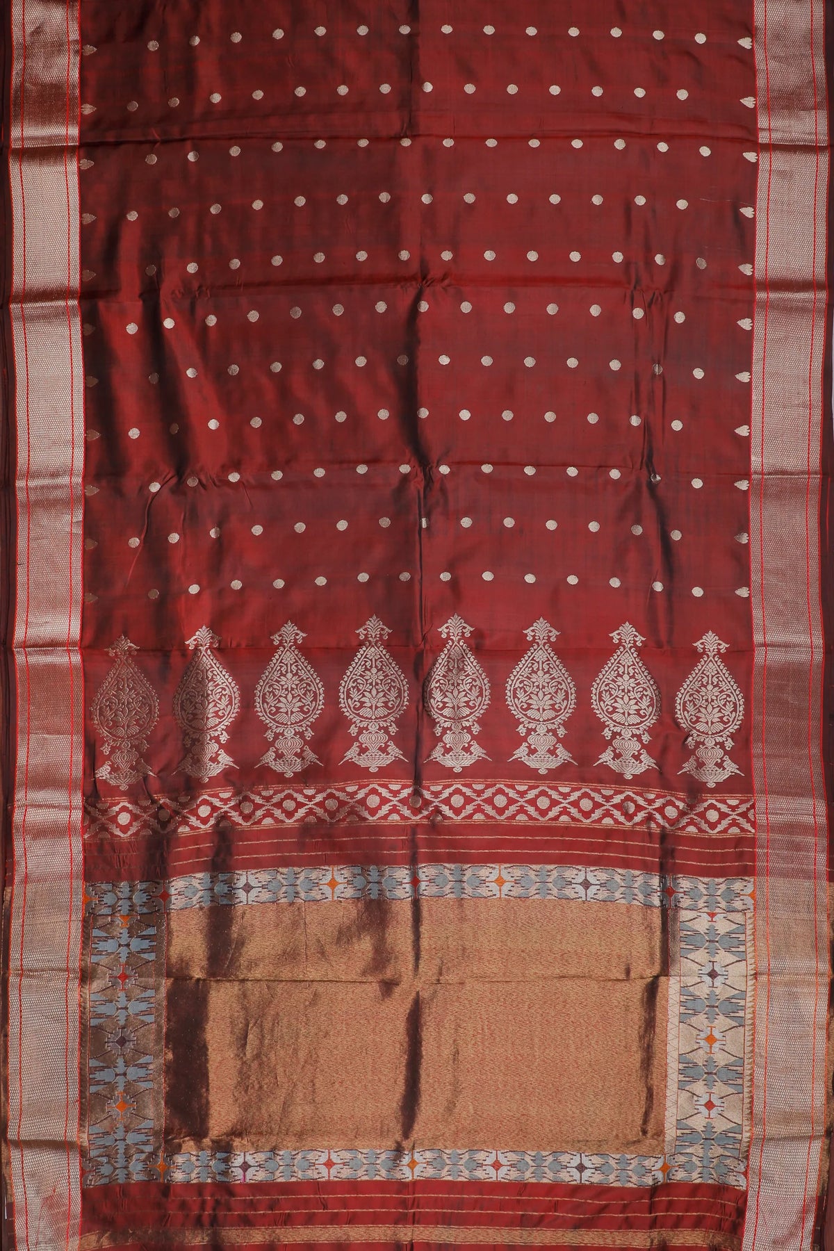 Maroon Handloom Pure Silk Chanderi Saree - Revival Design