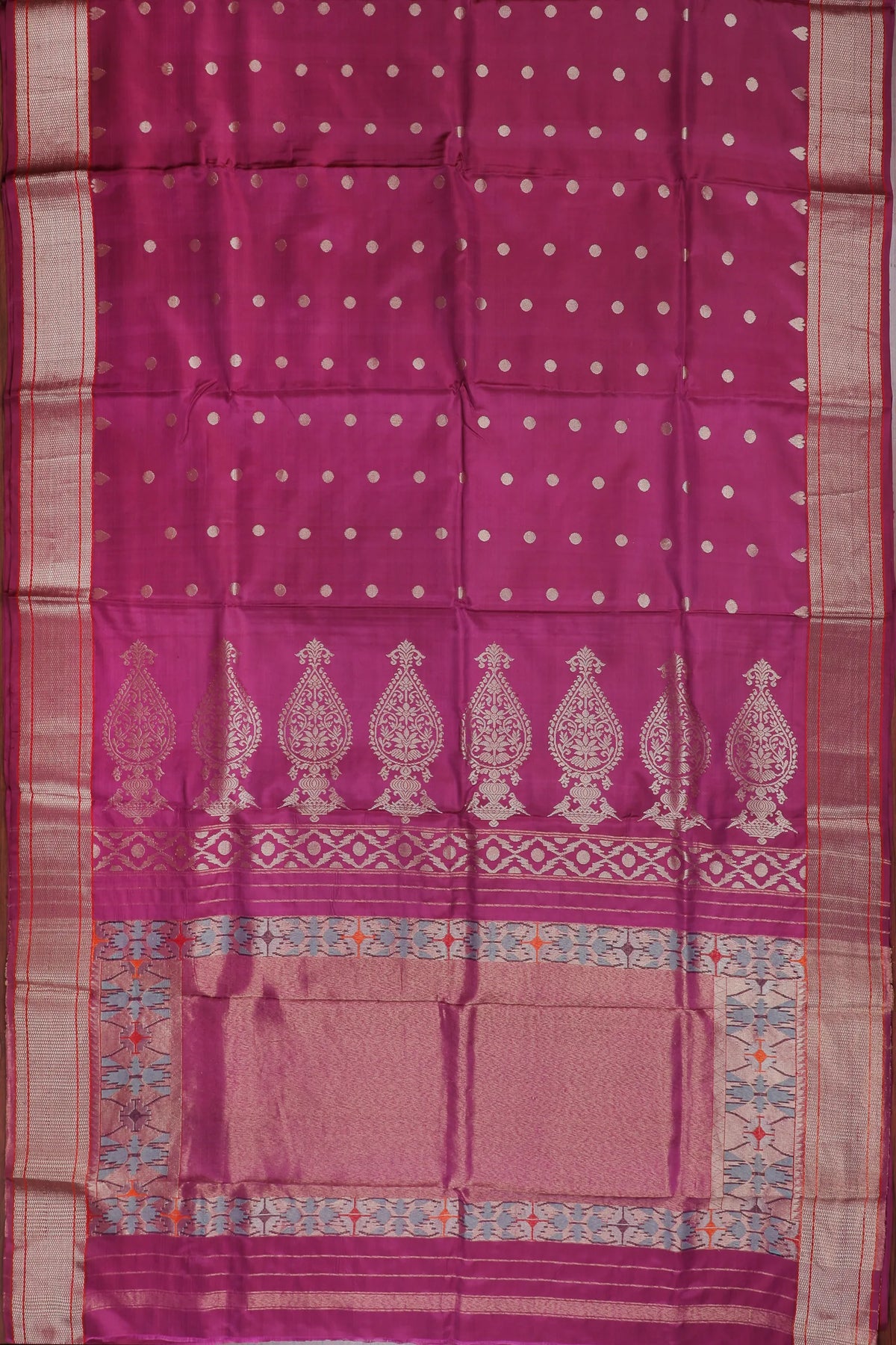 Wine Handloom Pure Silk Chanderi Saree - Revival Design