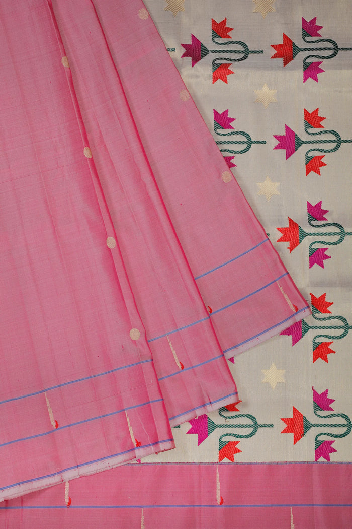 Lavender Handlloom Silk by Silk Paithani Saree
