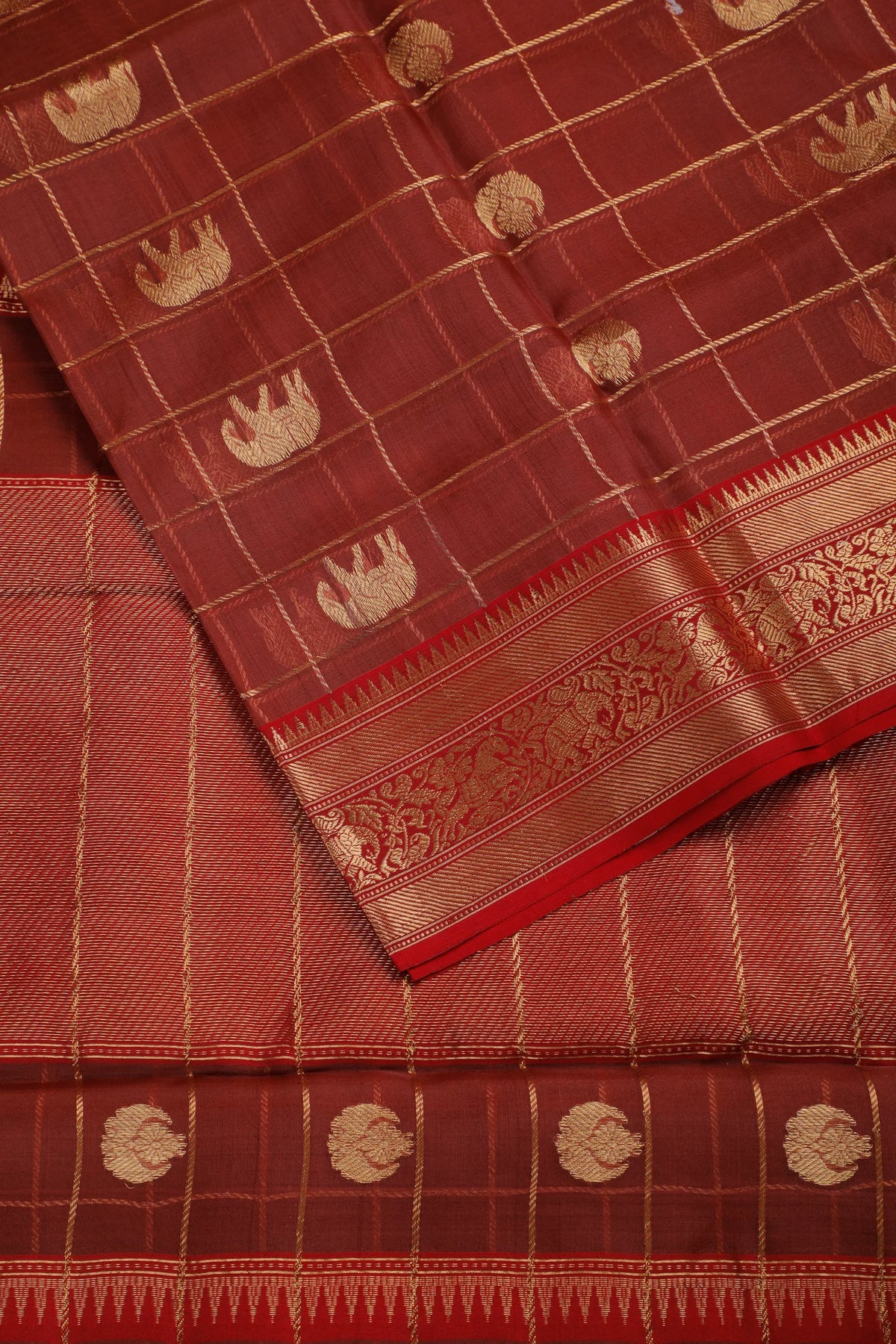 Brown Handloom Pure Silk Chanderi Saree