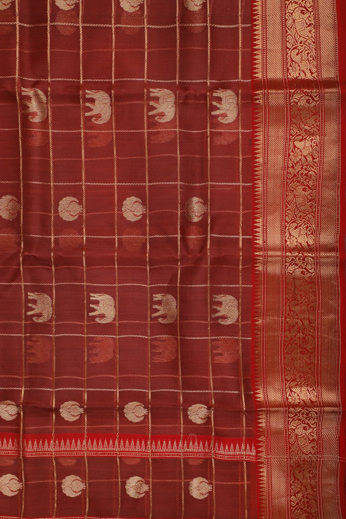 Brown Handloom Pure Silk Chanderi Saree