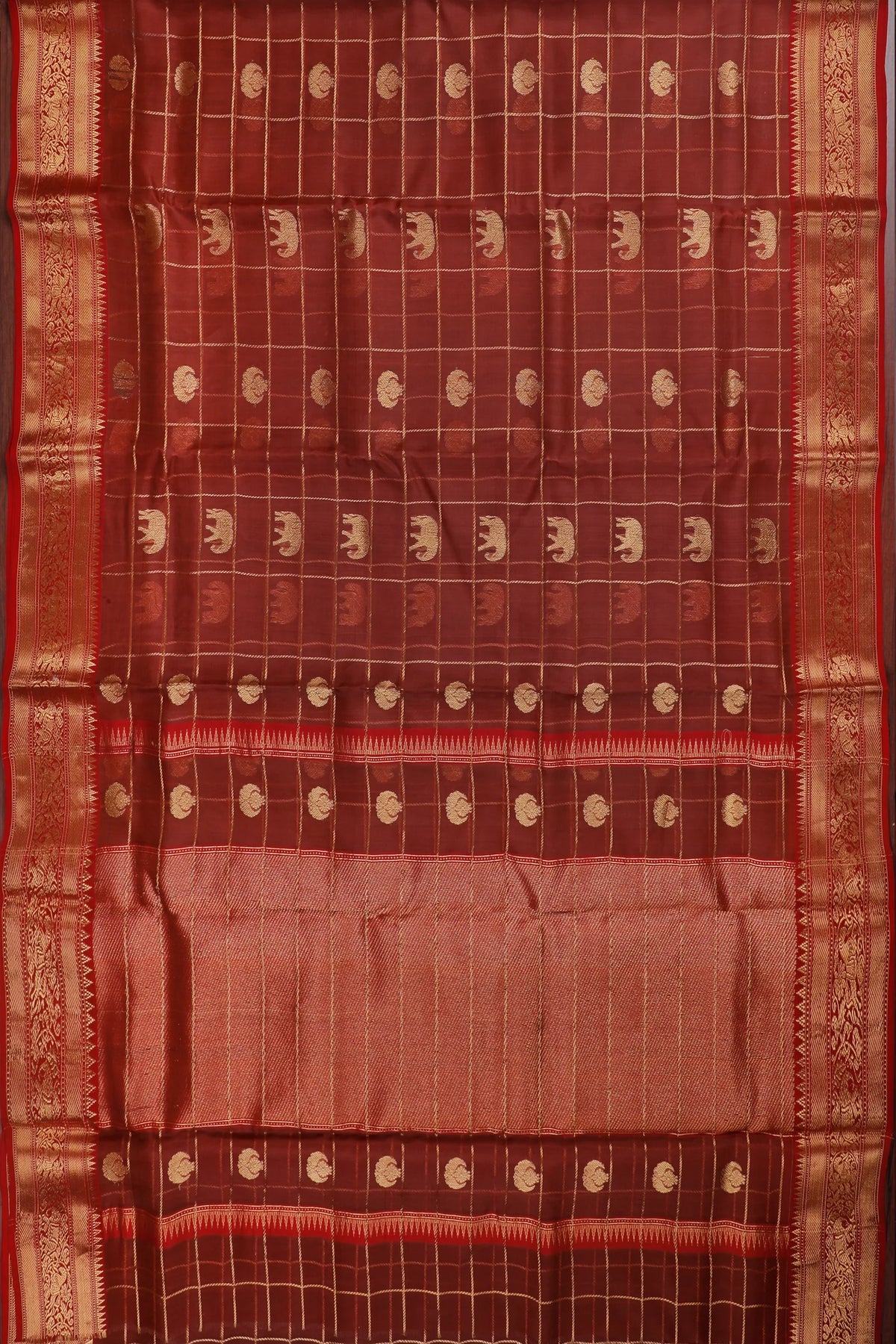 Brown Handloom Pure Silk Chanderi Saree