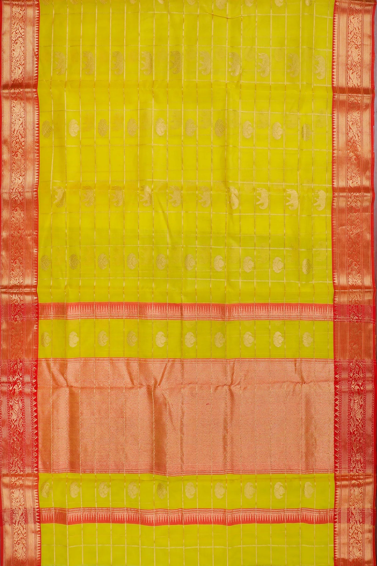 Neon Yellow Handloom Pure Silk Chanderi Saree