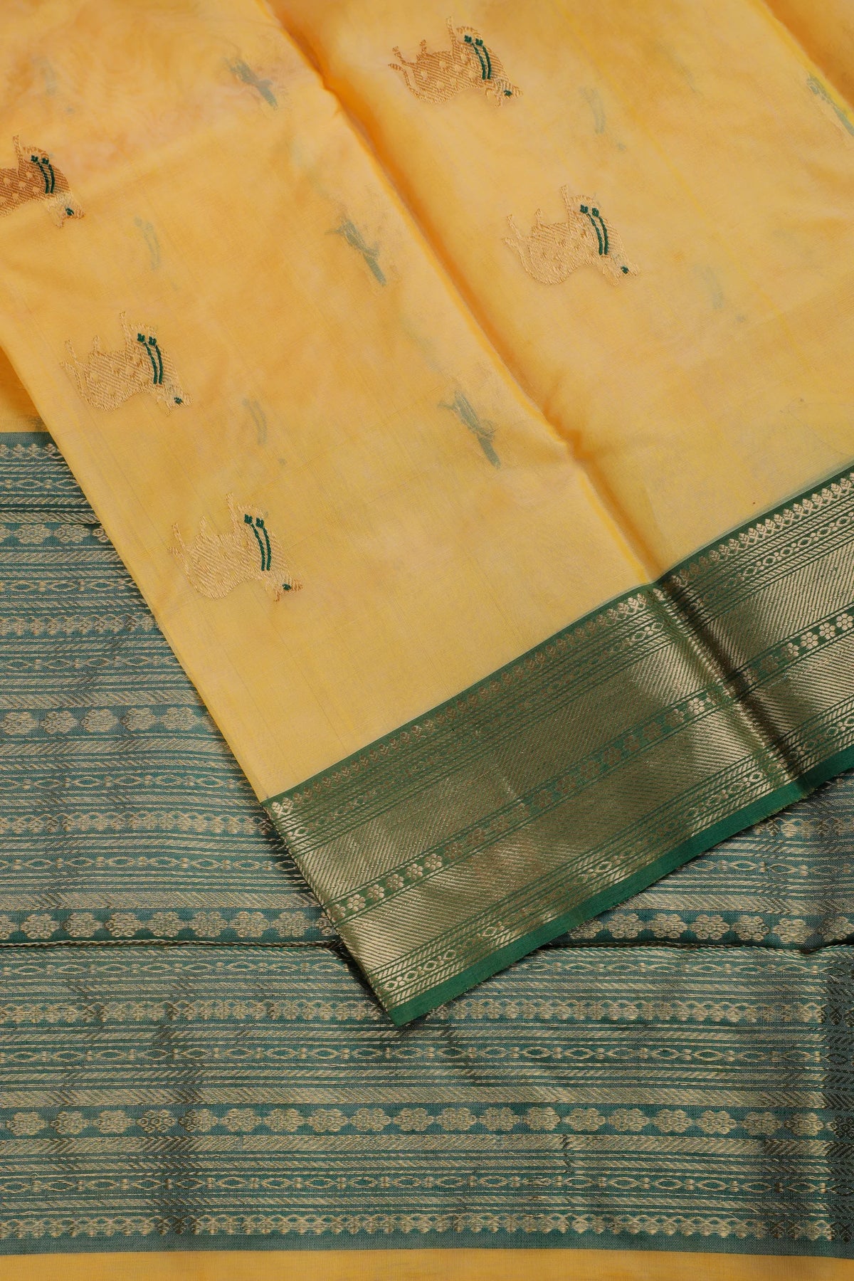 Fresh Yellow Handloom Pure Silk Chanderi Saree