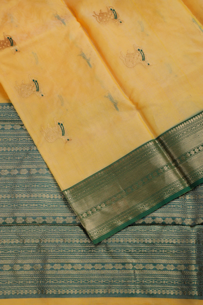 Fresh Yellow Handloom Pure Silk Chanderi Saree