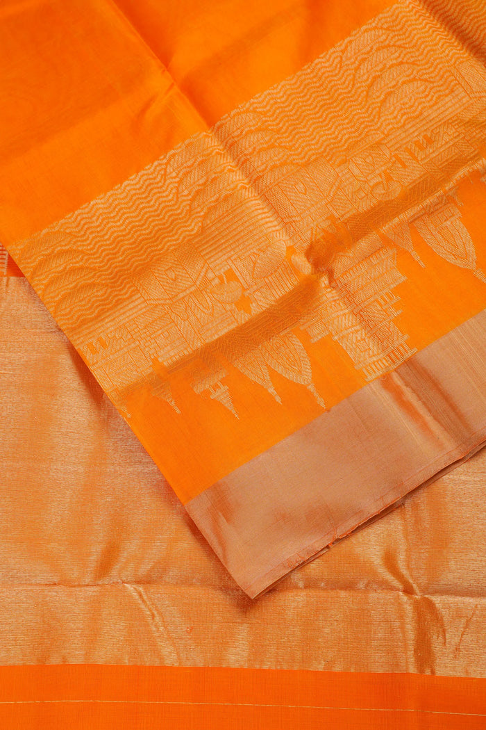 Mango Yellow Handloom Pure Silk Chanderi Saree
