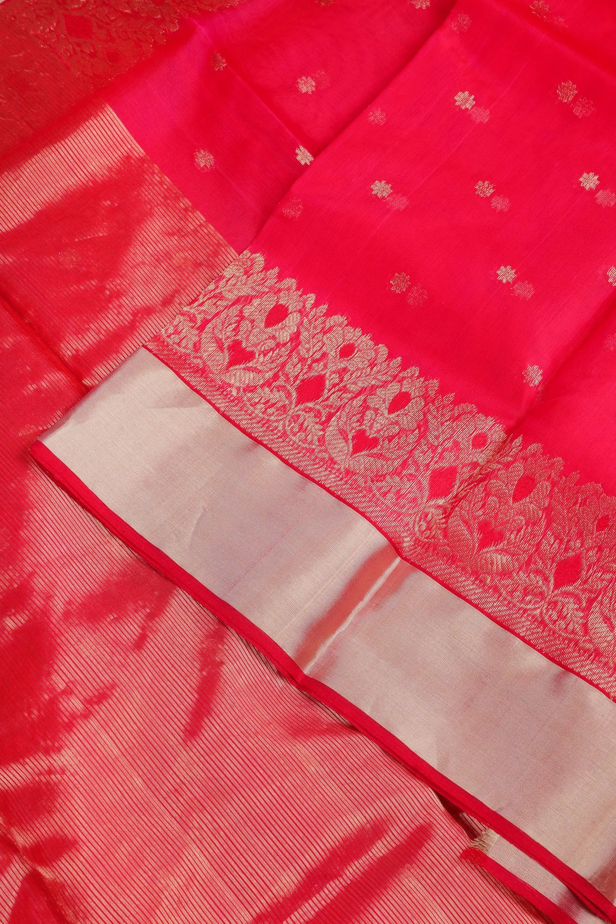 Dark Pink Handloom Pure Silk Chanderi Saree