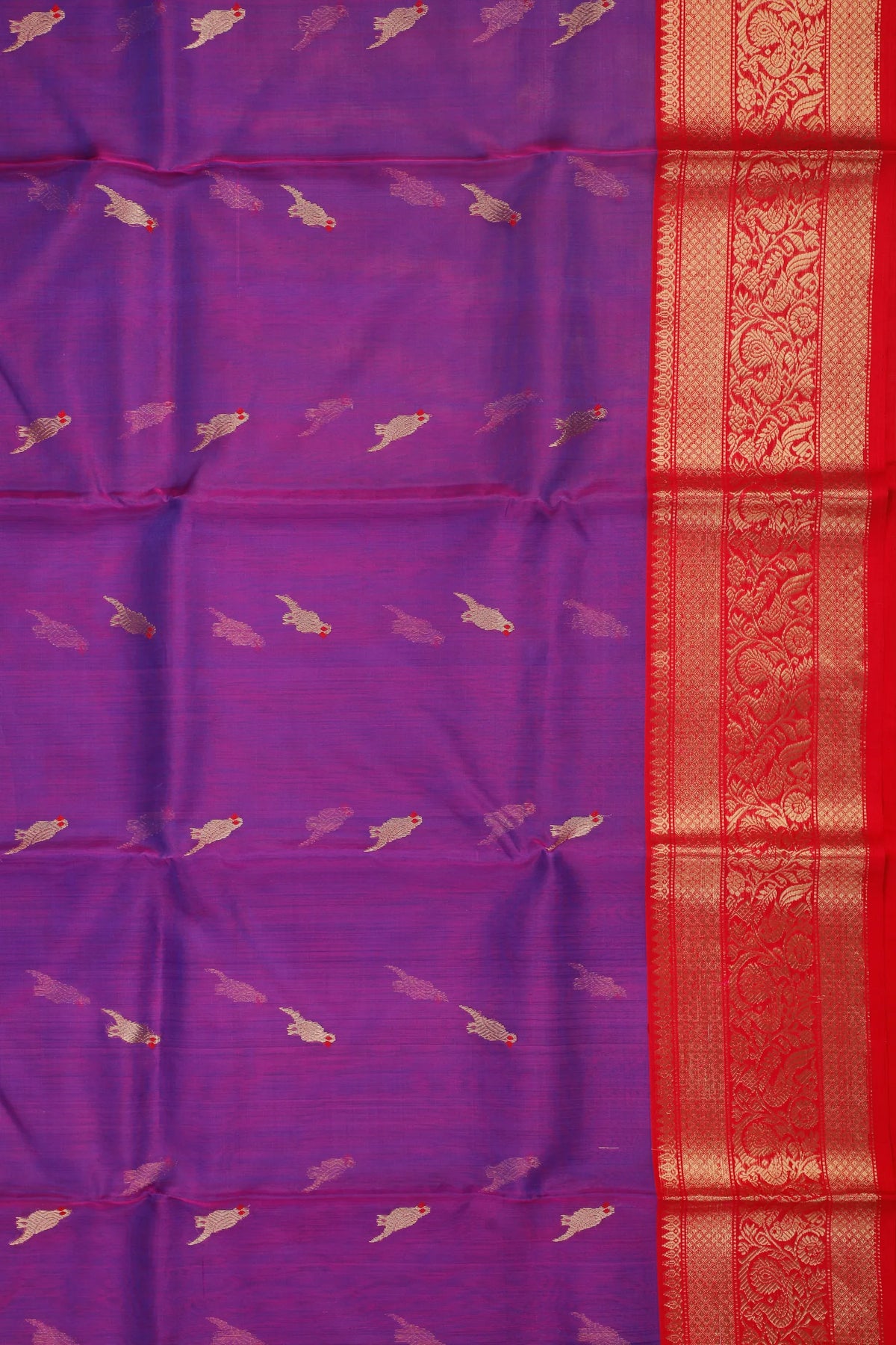 Purple Handloom Pure Silk Chanderi Saree