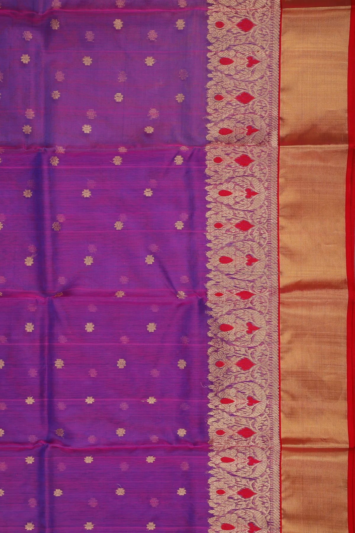 Purple Handloom Pure Silk Chanderi Saree
