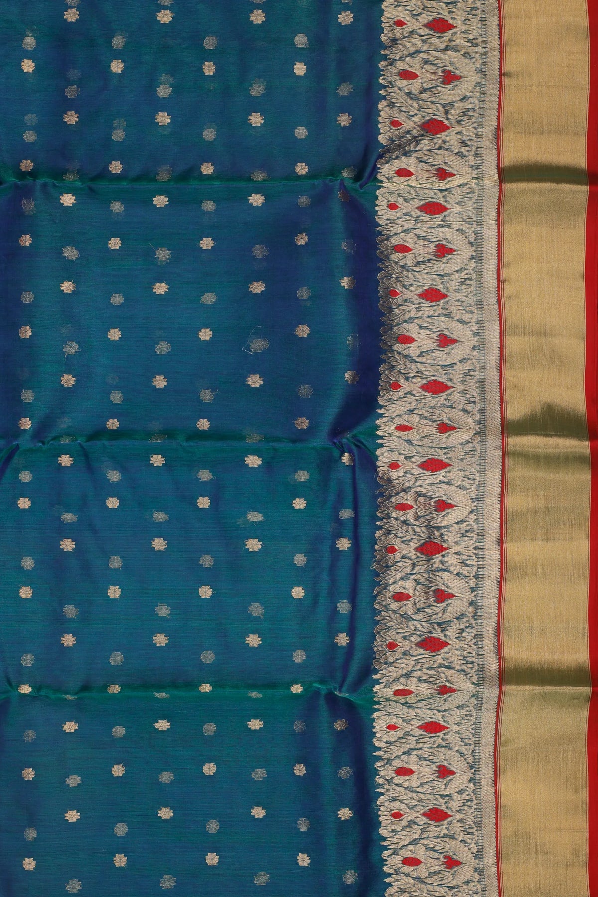 Peacock Blue Handloom Pure Silk Chanderi Saree