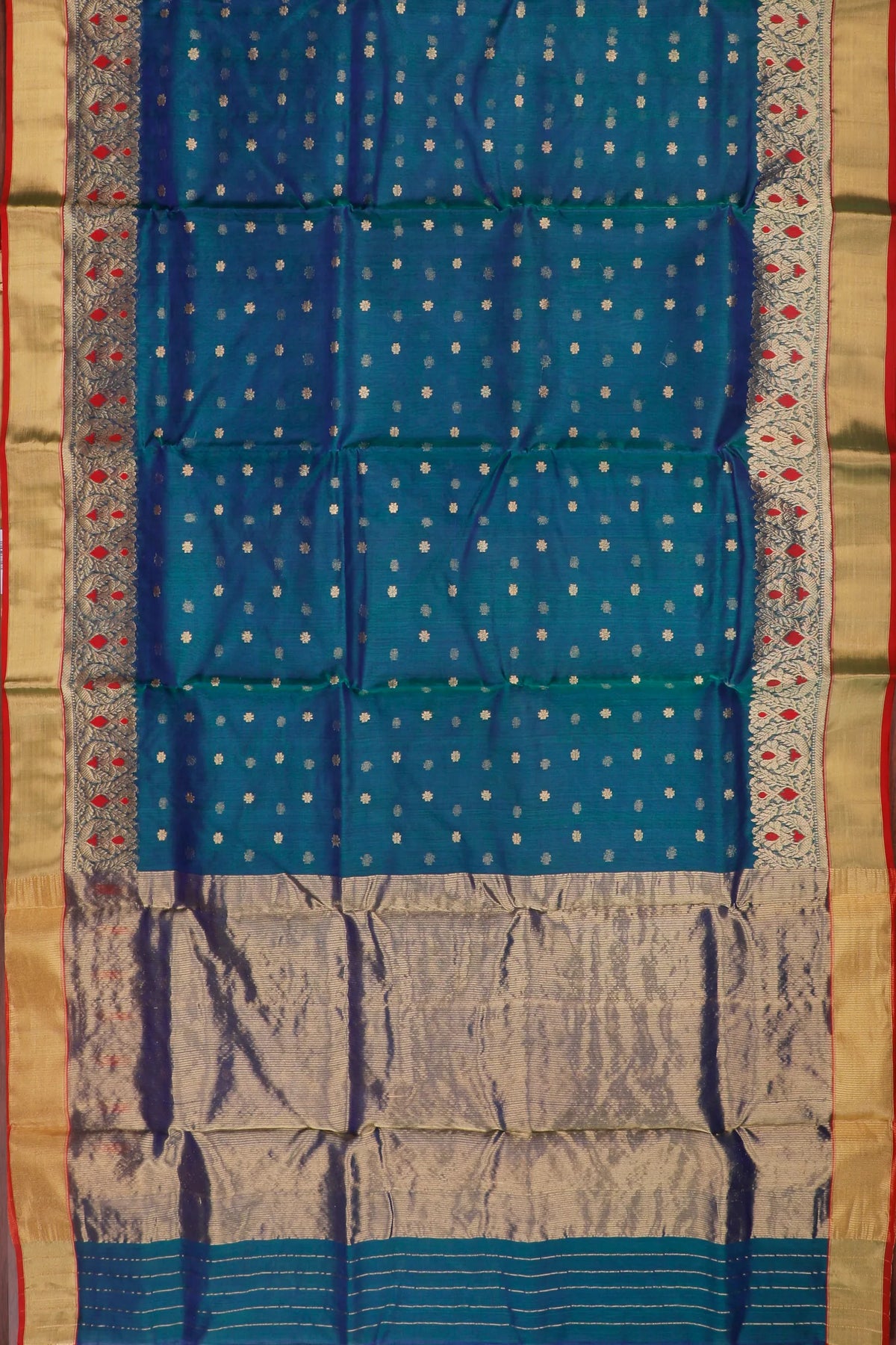 Peacock Blue Handloom Pure Silk Chanderi Saree