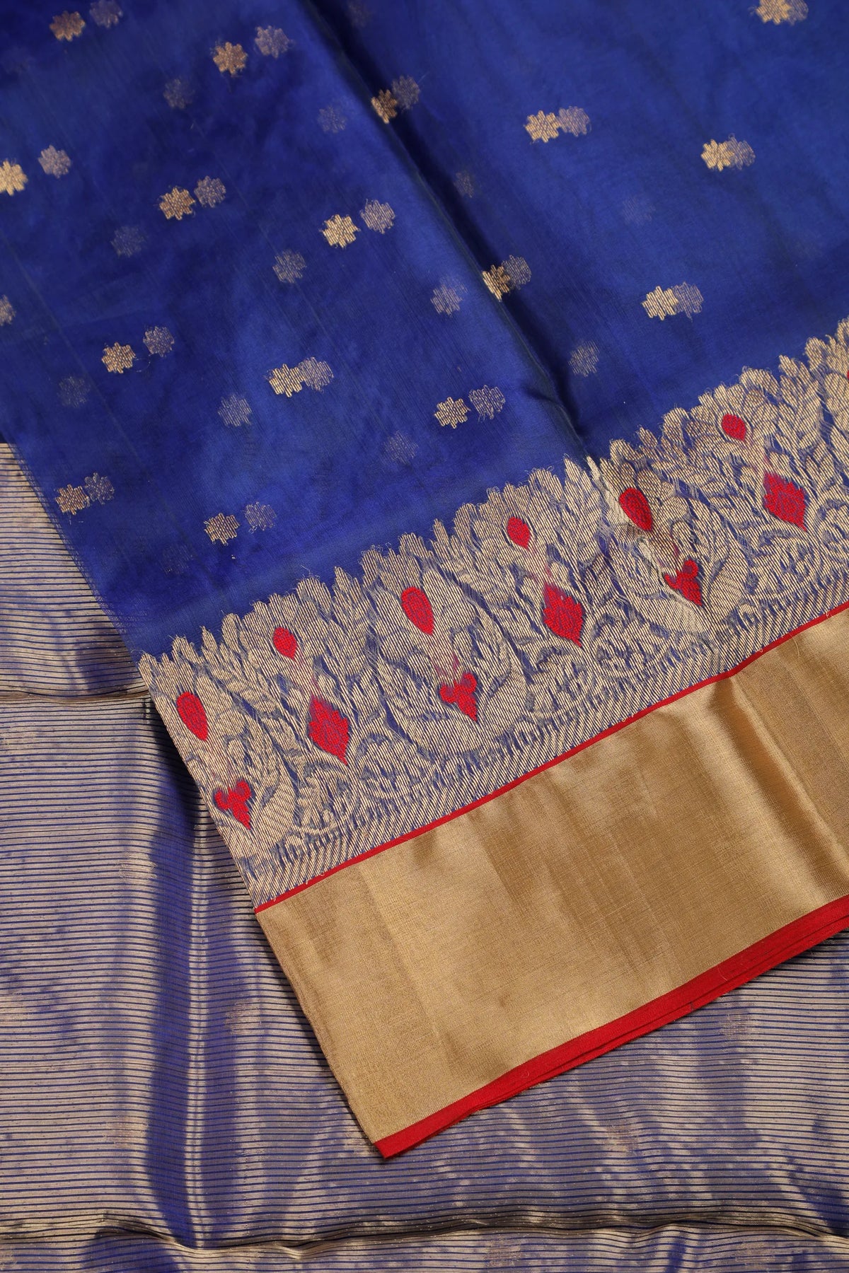 Royal Blue Handloom Pure Silk Chanderi Saree