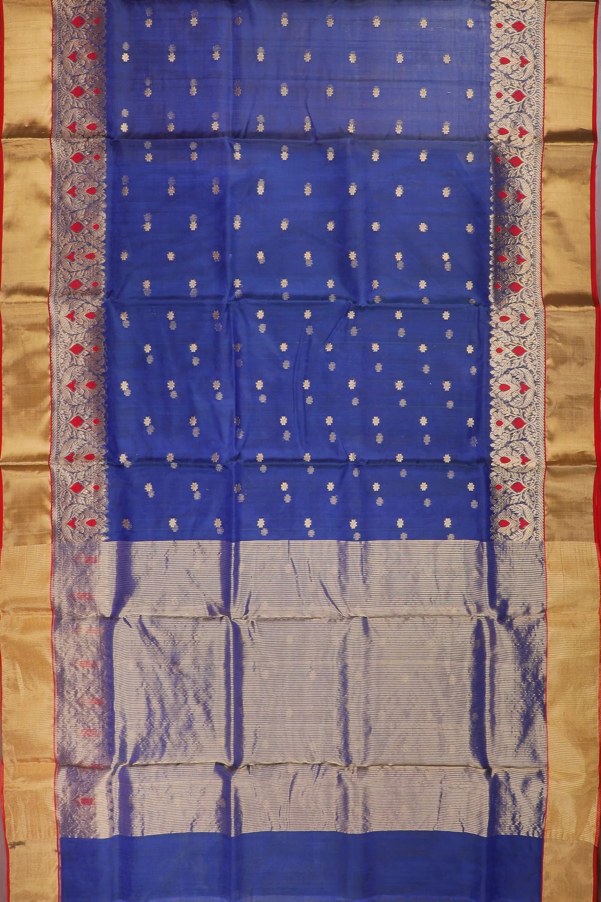 Royal Blue Handloom Pure Silk Chanderi Saree