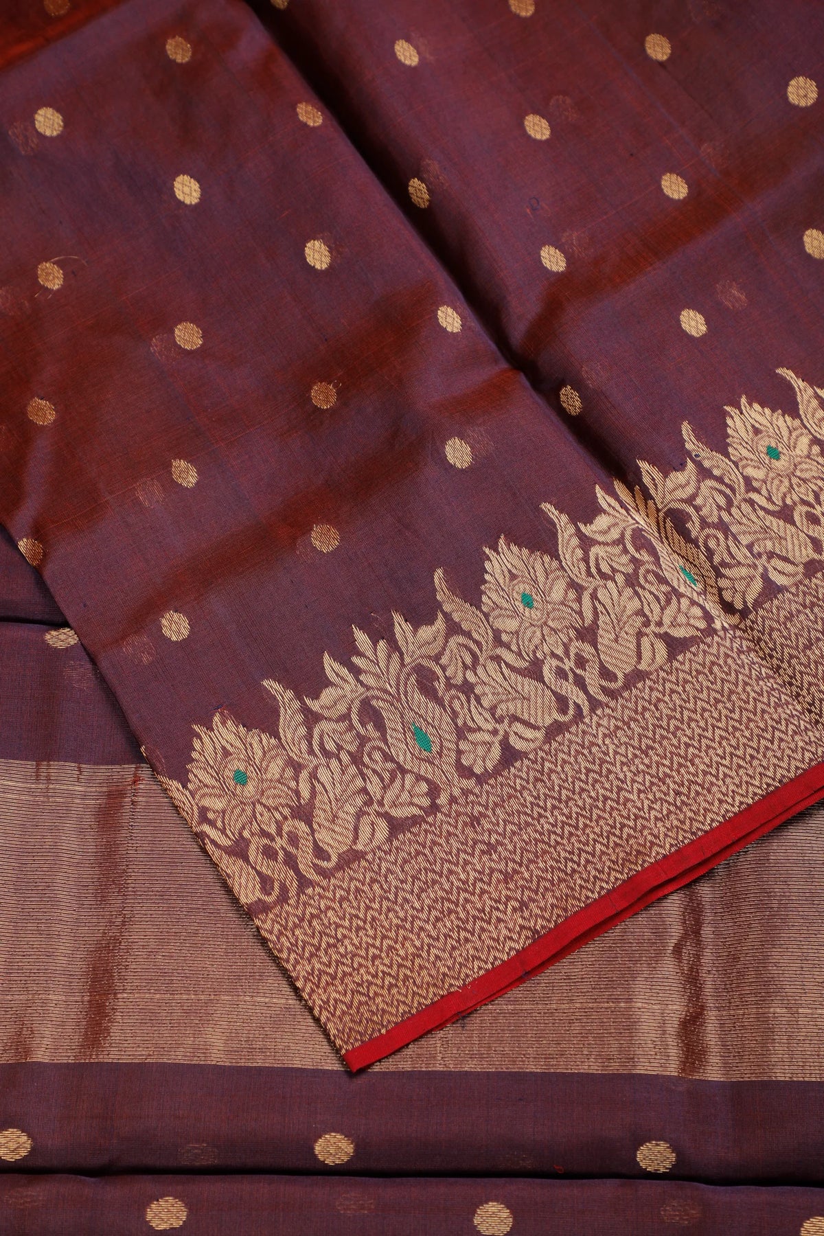 Wine Handloom Pure Silk Chanderi Saree
