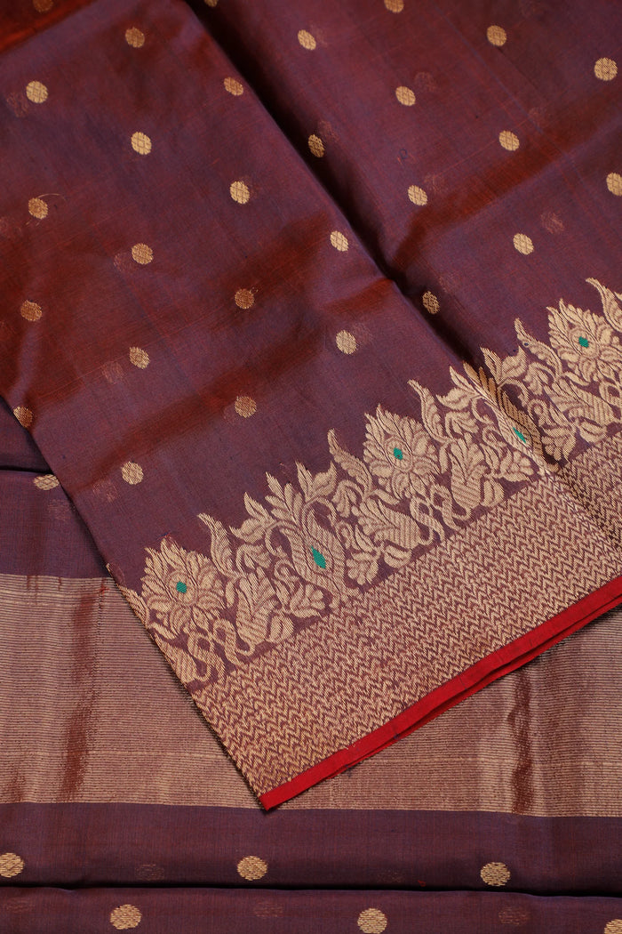 Wine Handloom Pure Silk Chanderi Saree