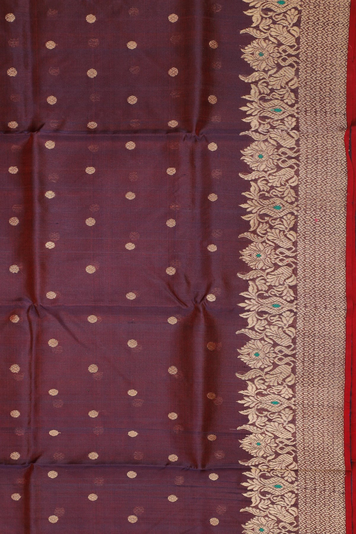 Wine Handloom Pure Silk Chanderi Saree