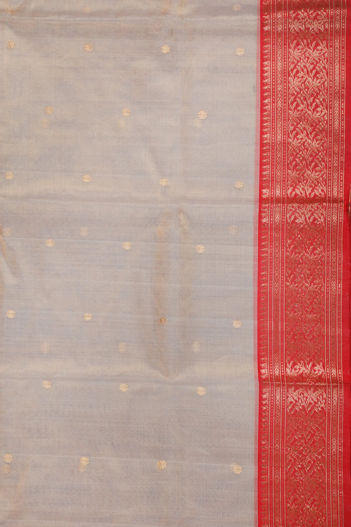 Off White Handloom Pure Silk Tissue Chanderi Saree