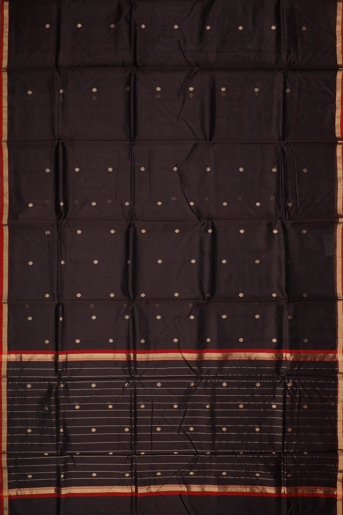 Black Handloom Pure Cotton Chanderi Saree