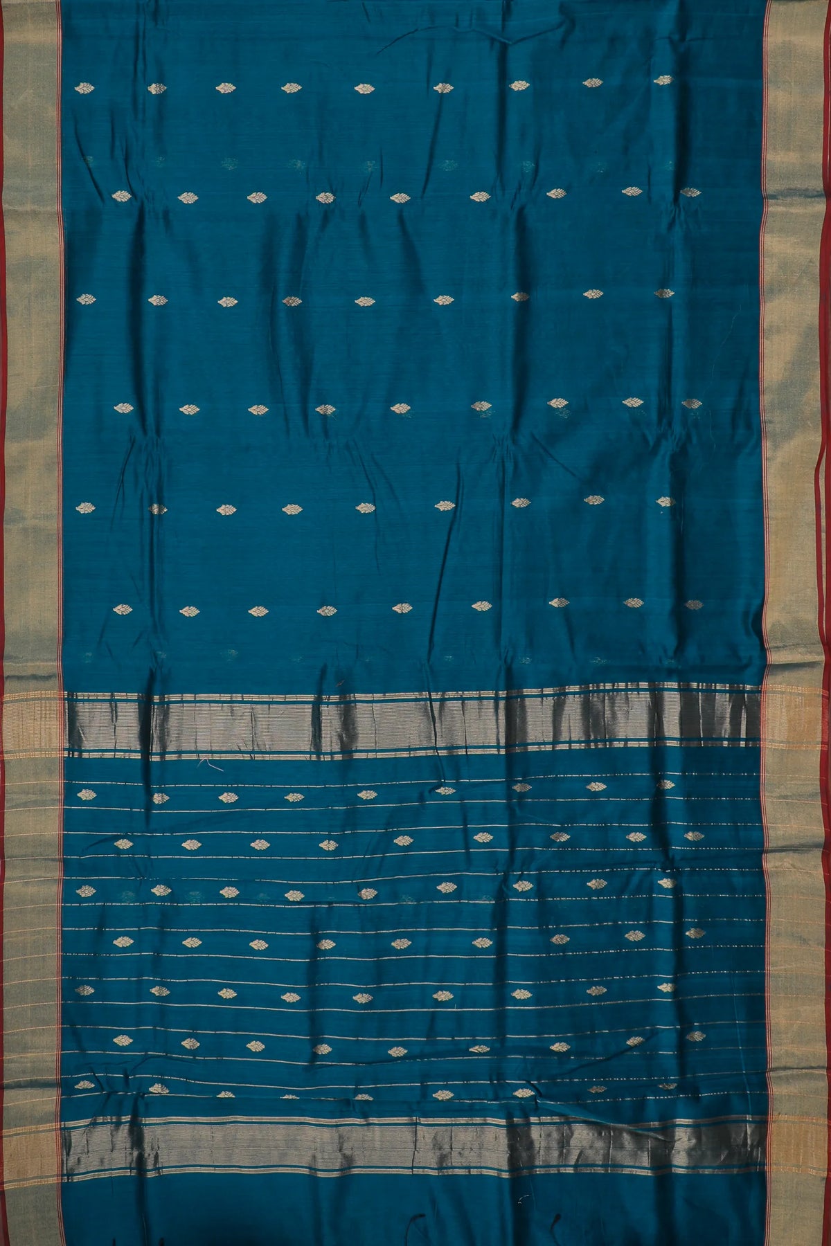 Peacock Blue Handloom Pure Cotton Chanderi Saree