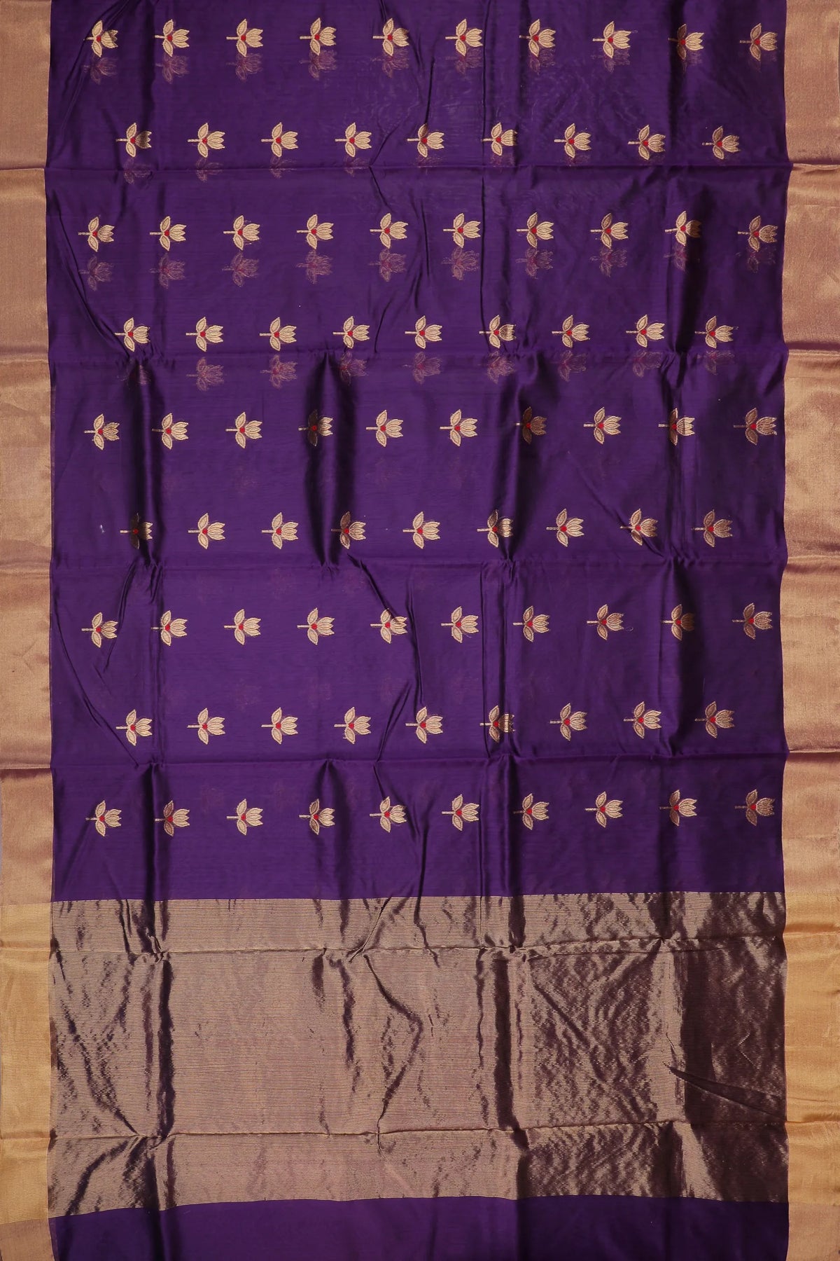 Purple Handloom Pure Cotton Chanderi Saree
