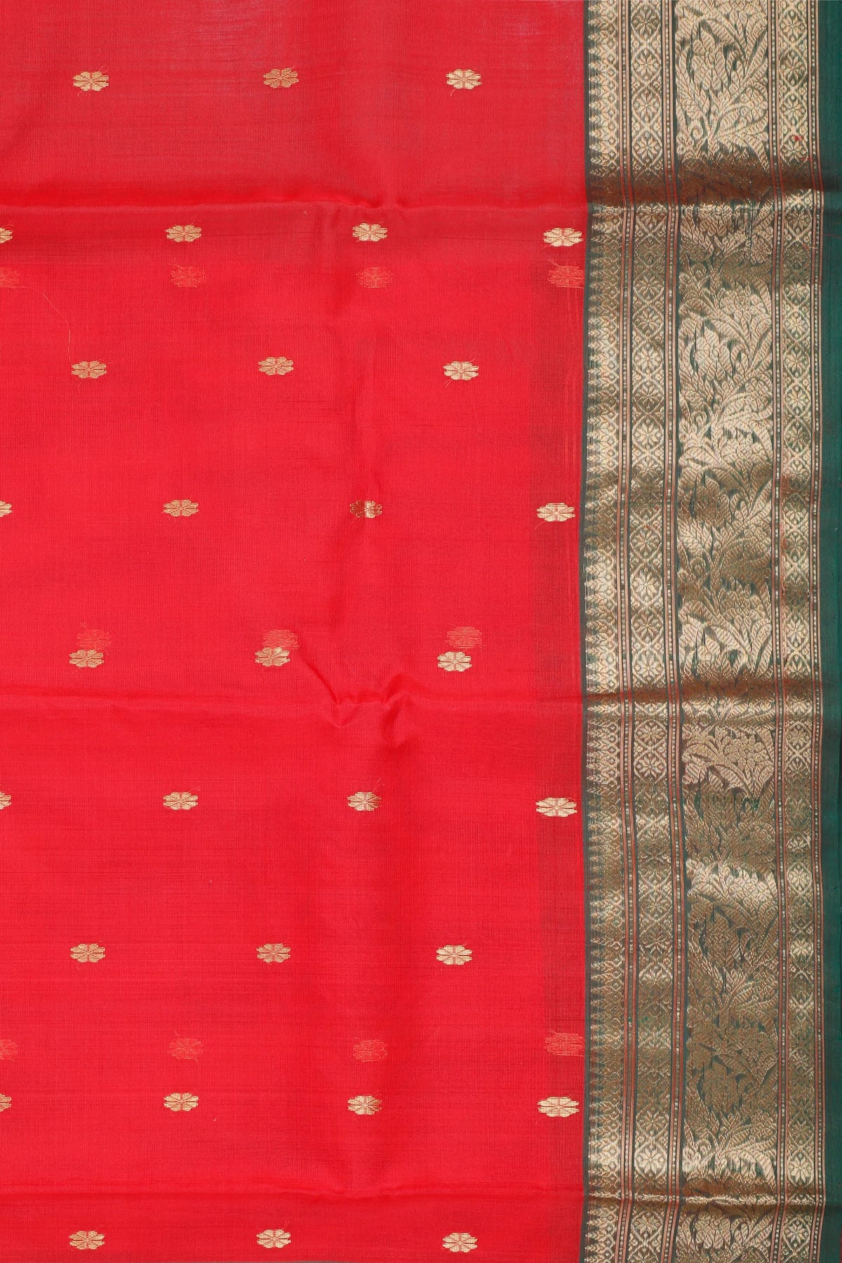 Bright Red Handloom Pure Silk Chanderi Saree