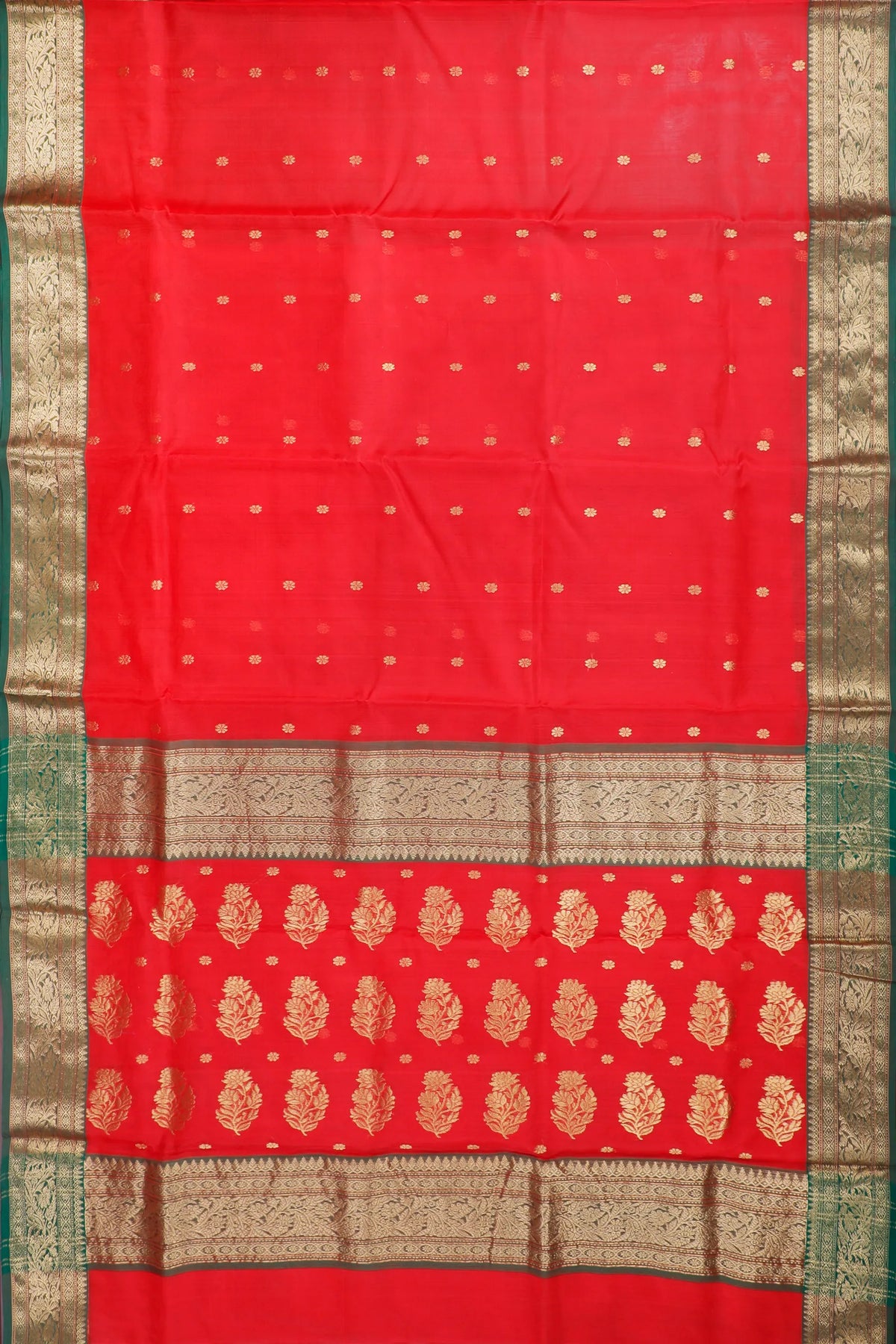 Bright Red Handloom Pure Silk Chanderi Saree