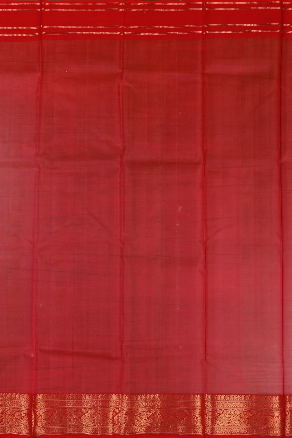 Red Handloom Pure Silk Striped Chanderi Saree