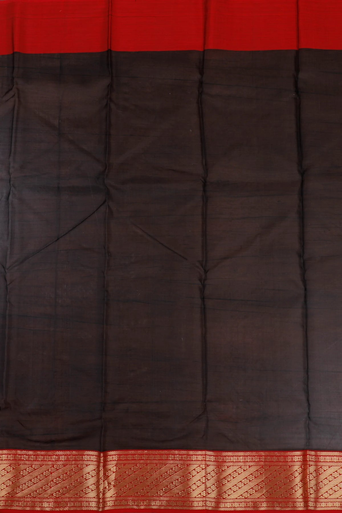 Black Handloom Pure Silk Striped Chanderi Saree