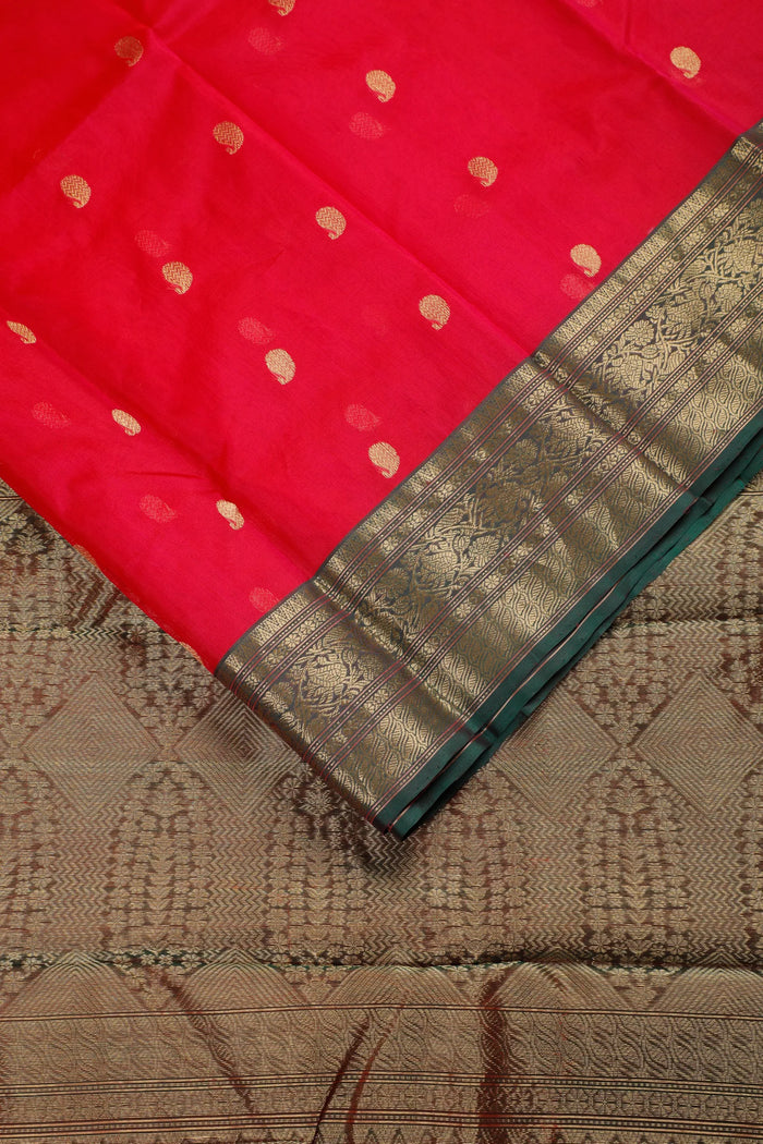 Raani Pink Handloom Pure Silk Chanderi Saree