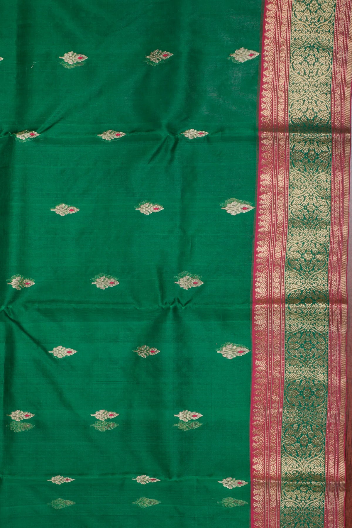 Forest Green Handloom Pure Silk Chanderi Saree