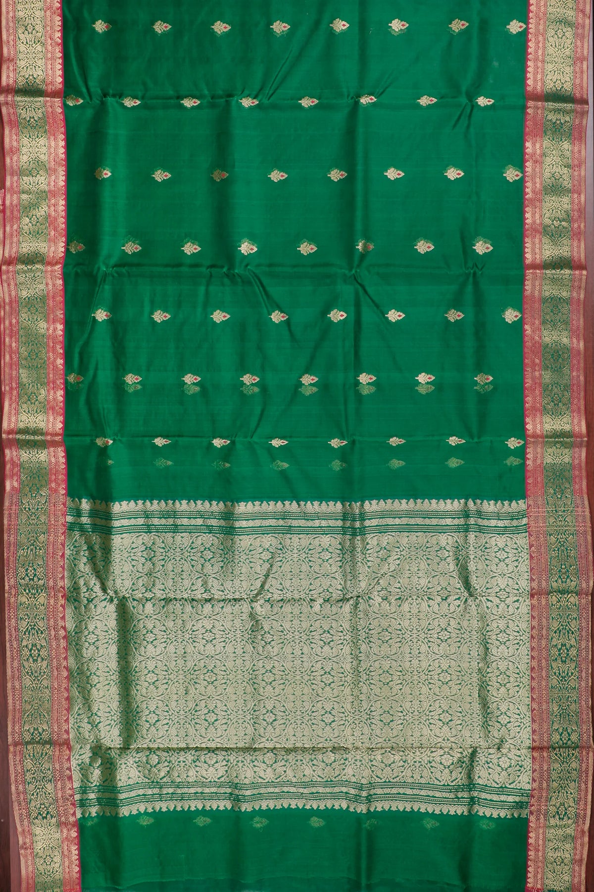 Forest Green Handloom Pure Silk Chanderi Saree