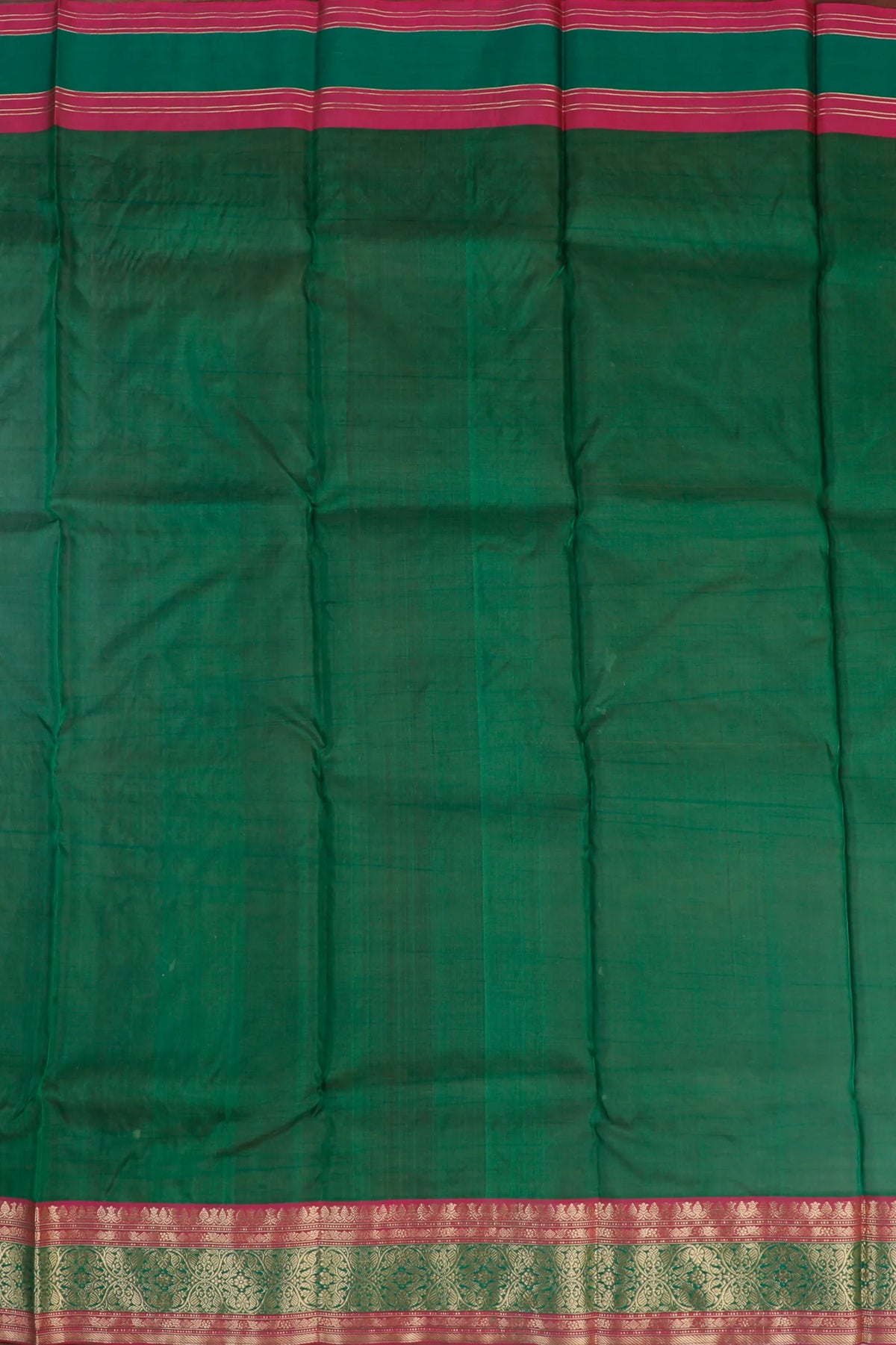 Forest Green Handloom Pure Silk Chanderi Saree