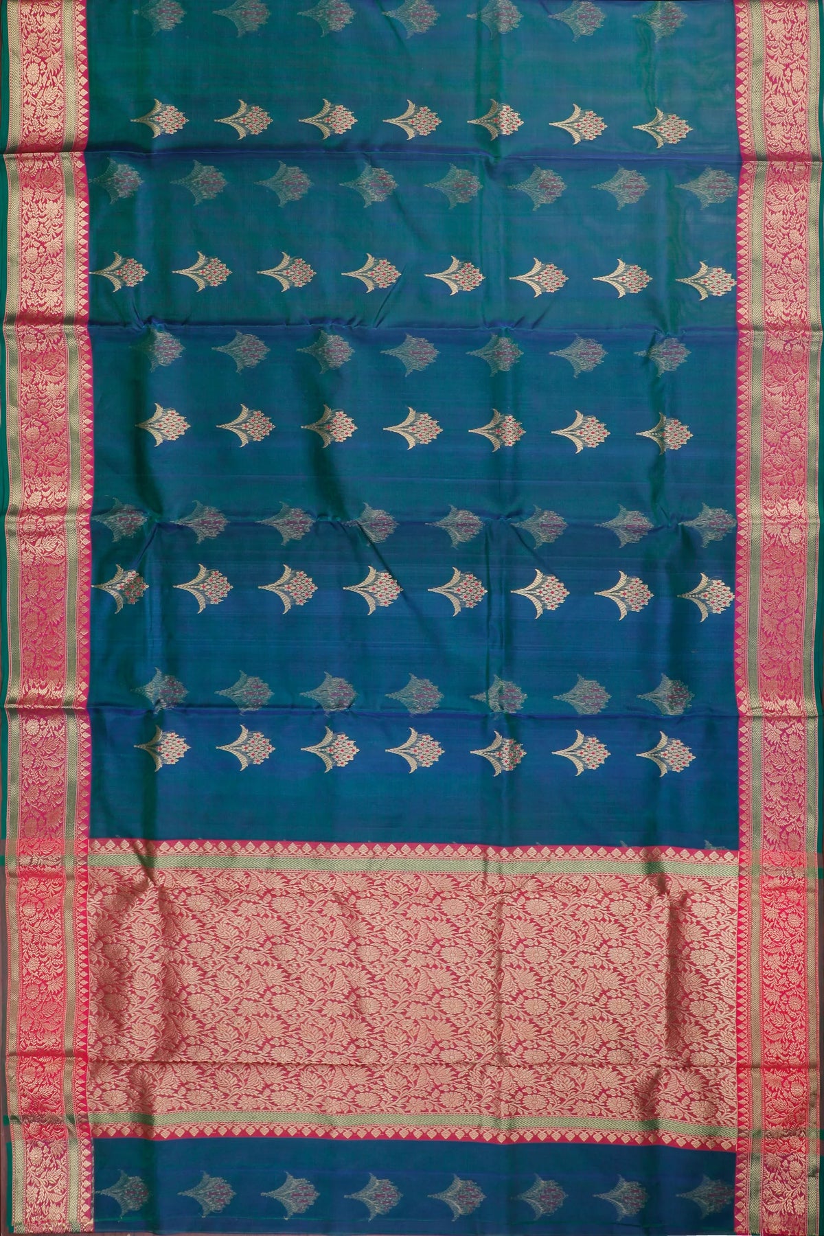 Peacock Blue Handloom Pure Silk Chanderi Saree