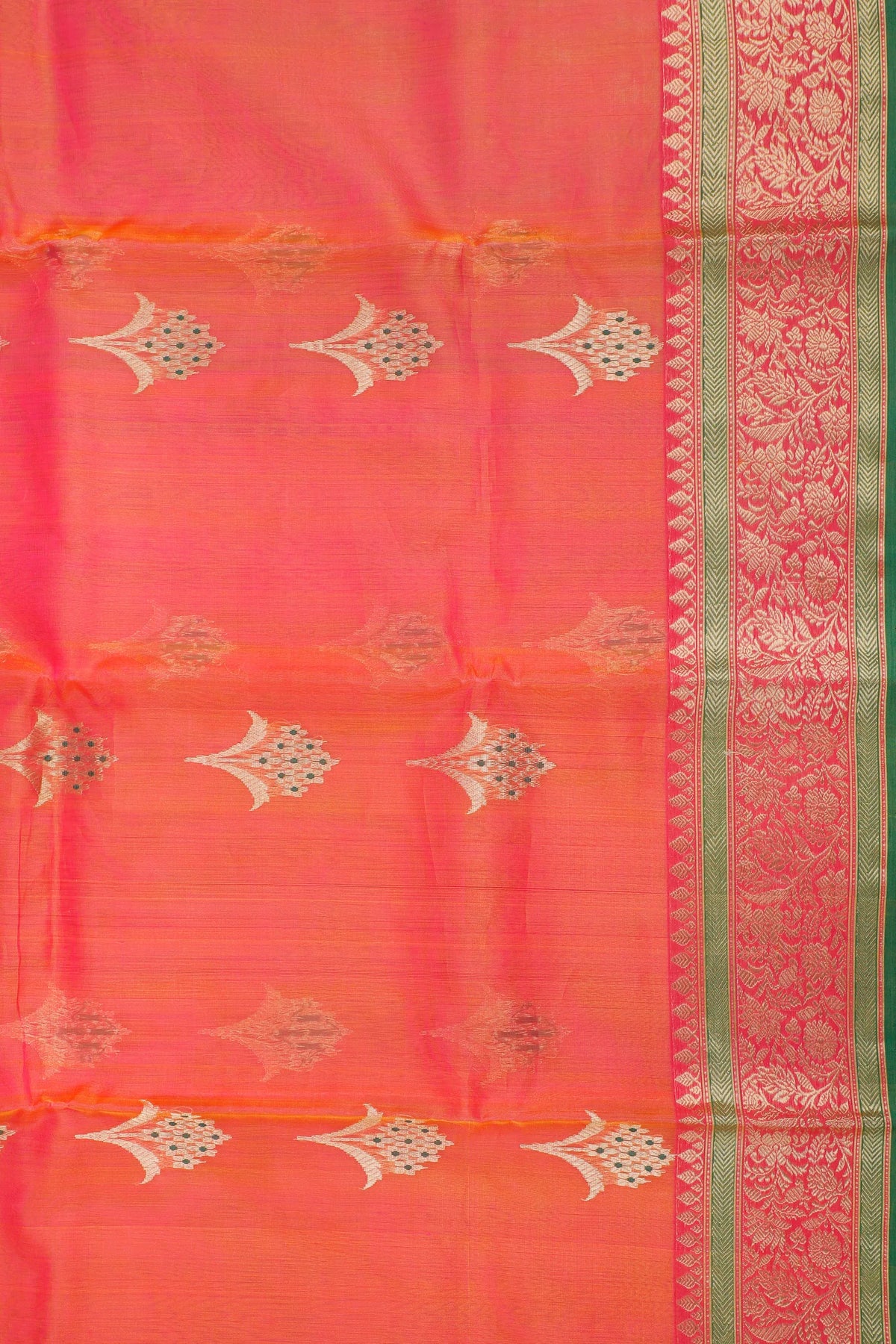 Peach Pink Handloom Pure Silk Chanderi Saree