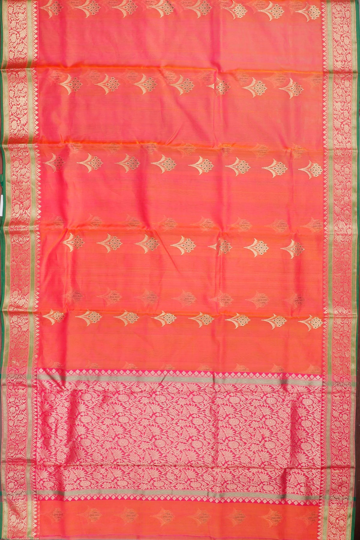 Peach Pink Handloom Pure Silk Chanderi Saree