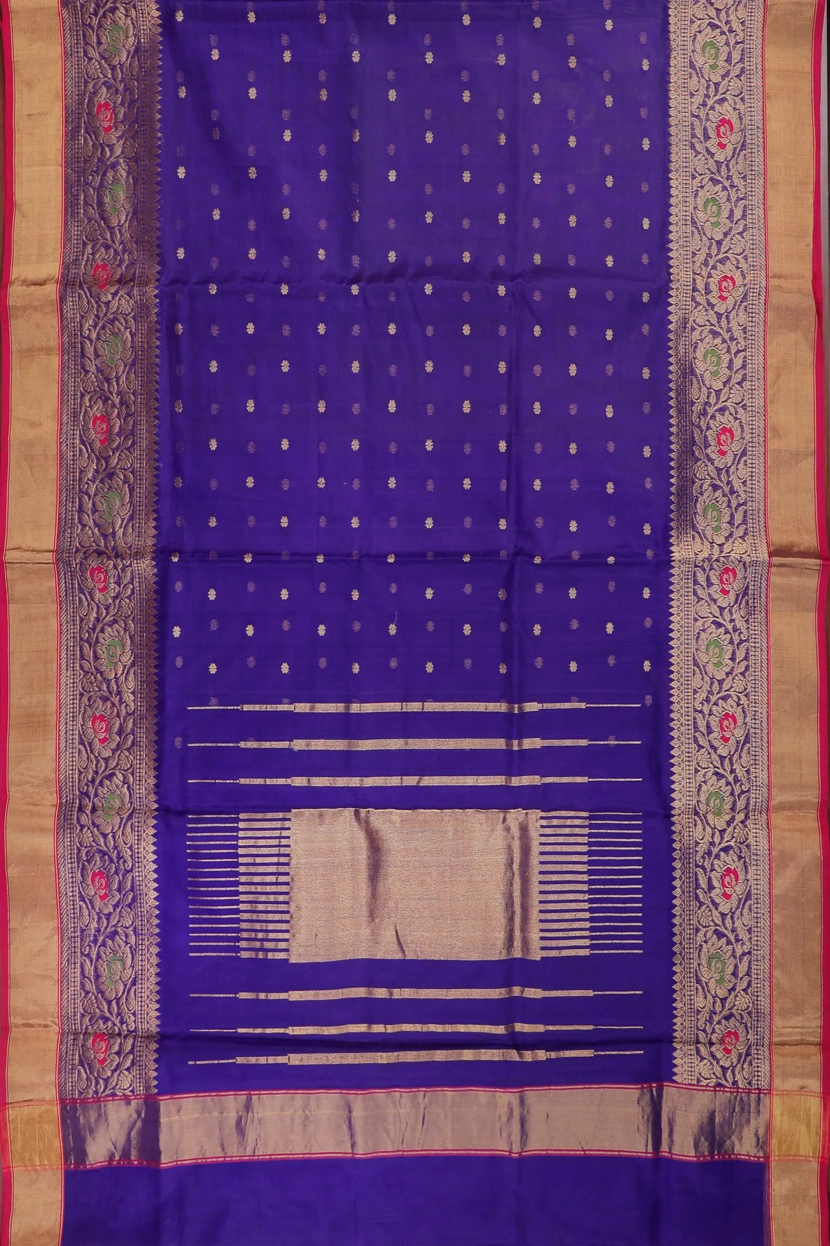 Navy Blue Handloom Pure Silk Chanderi Saree