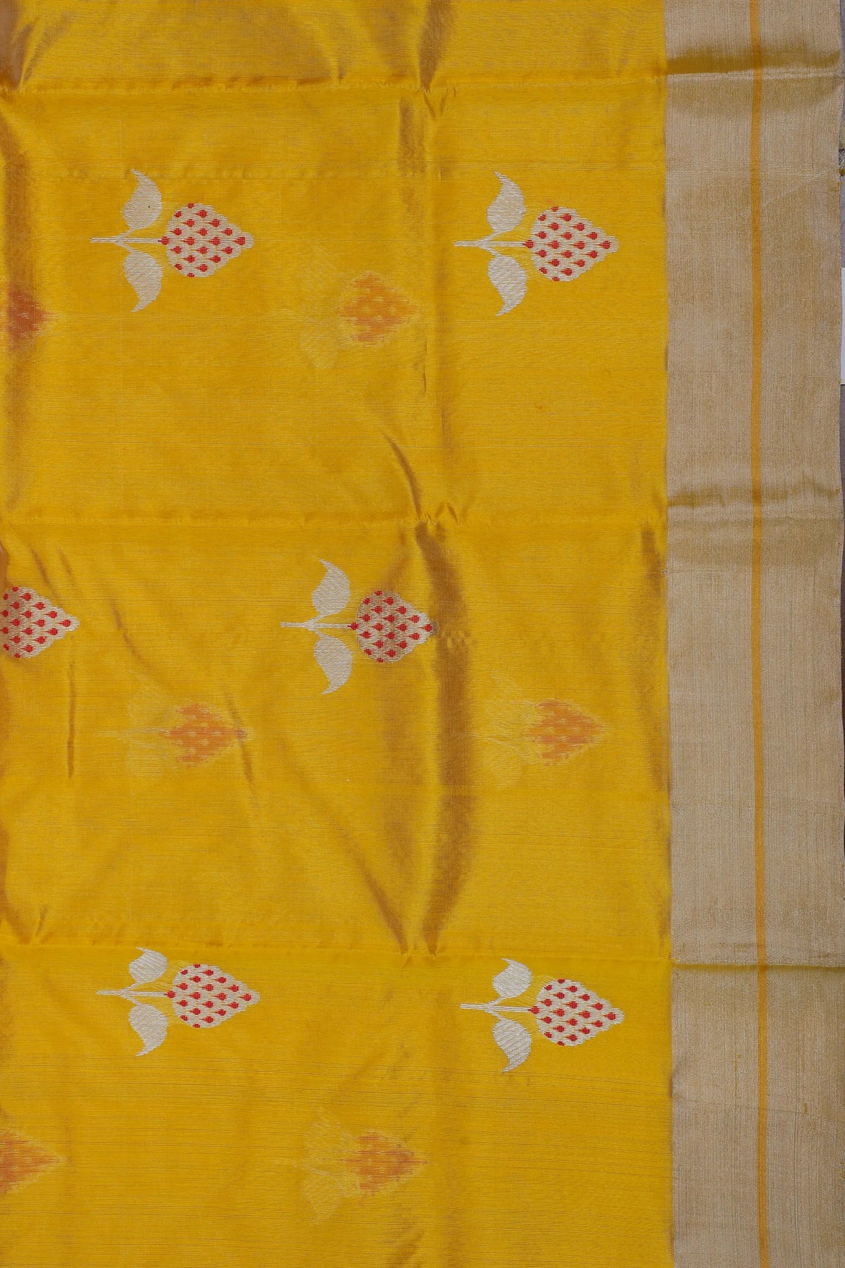 Yellow Handloom Pure Silk Chanderi Saree