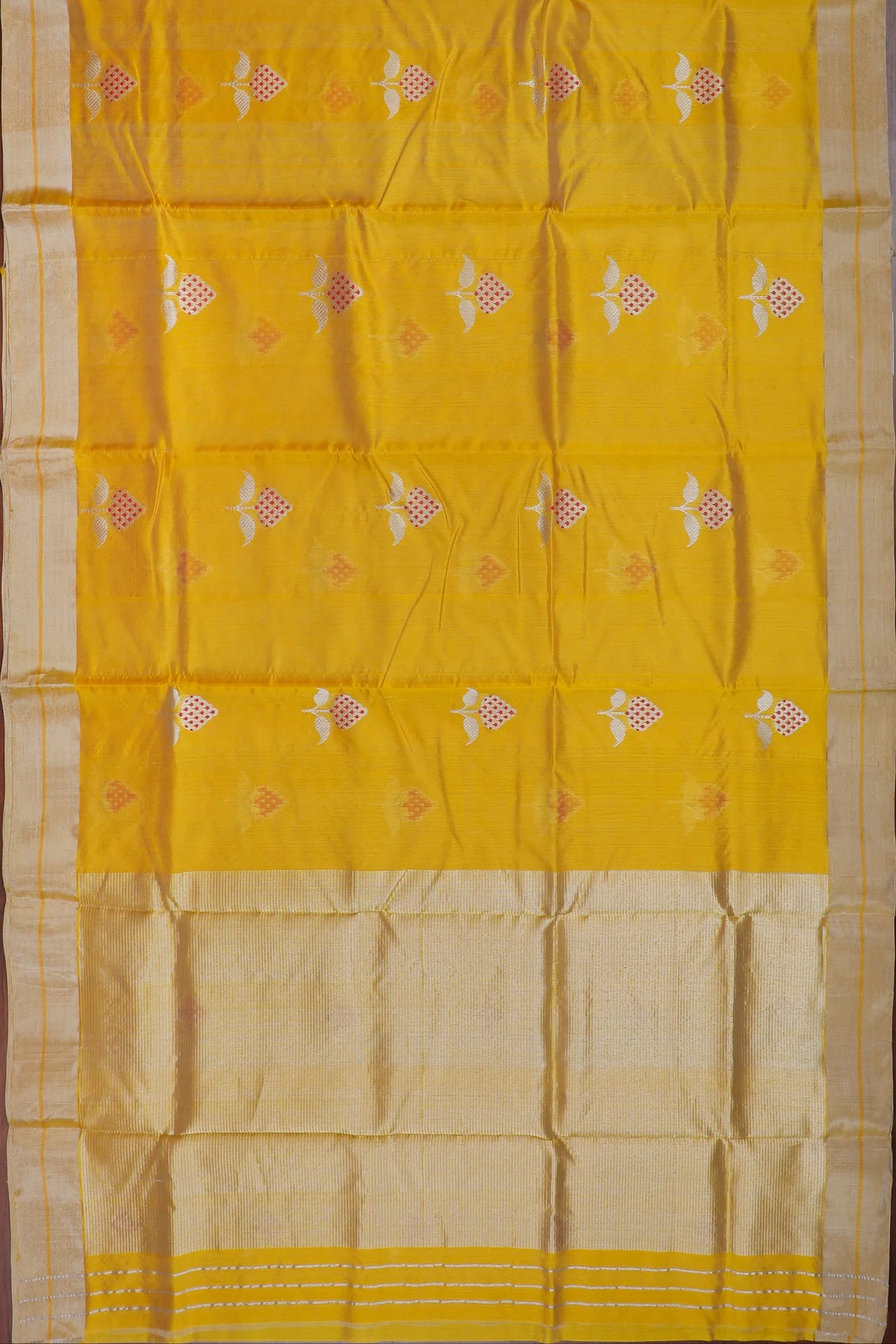 Yellow Handloom Pure Silk Chanderi Saree