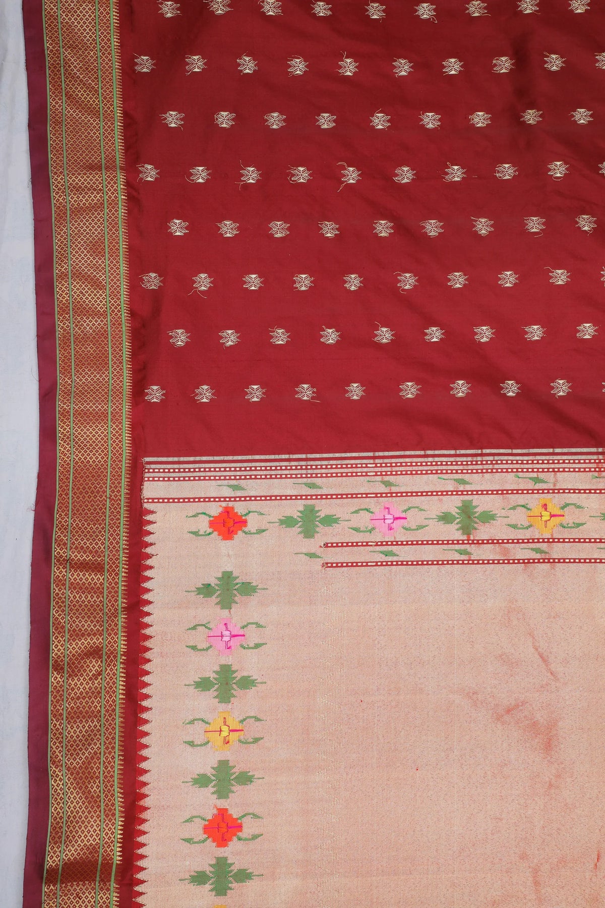 Coffee Brown Handloom Pure Silk Paithani Saree with Star Motifs