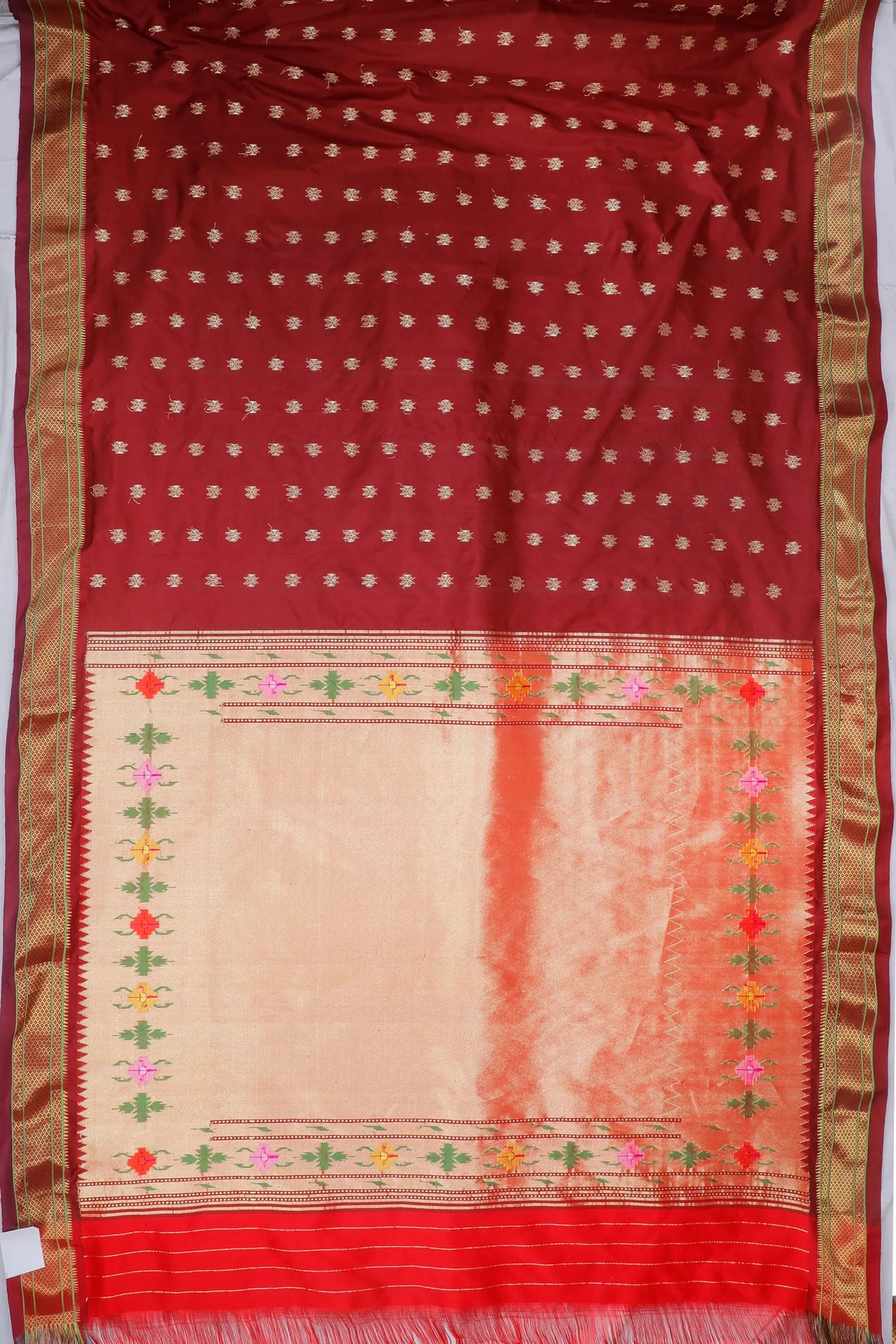 Coffee Brown Handloom Pure Silk Paithani Saree with Star Motifs