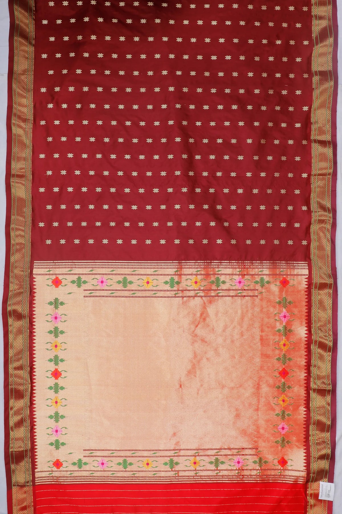 Coffee Brown Handloom Pure Silk Paithani Saree with Star Motifs