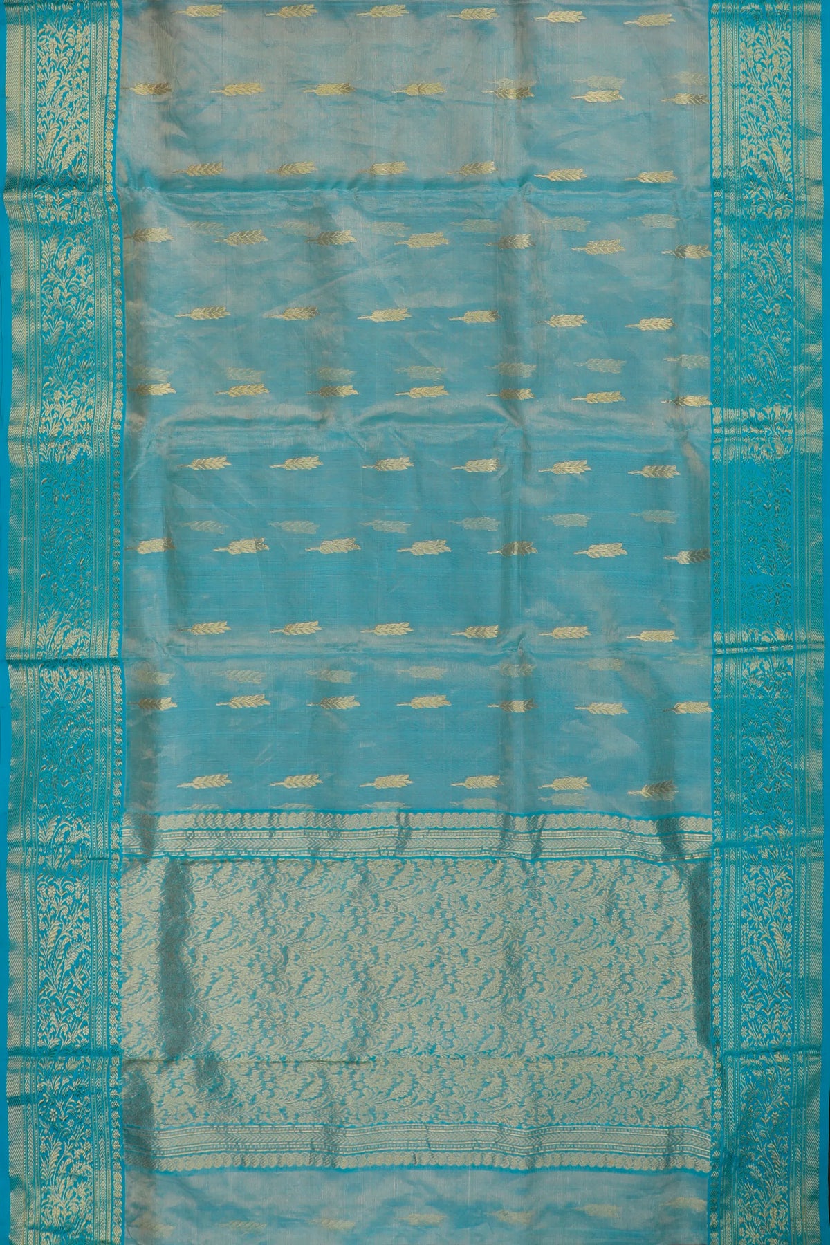 Sky Blue Handloom Tissue Katan Silk Chanderi Saree