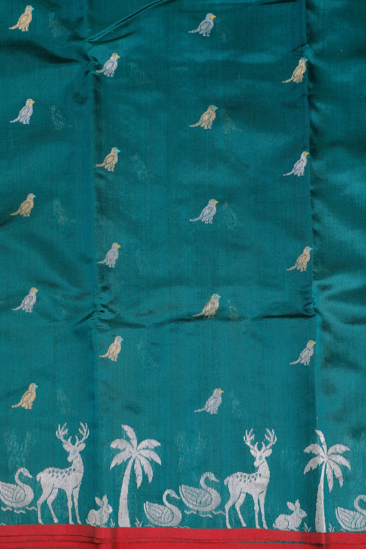 Forest Green Handloom Pure Silk Chanderi Saree