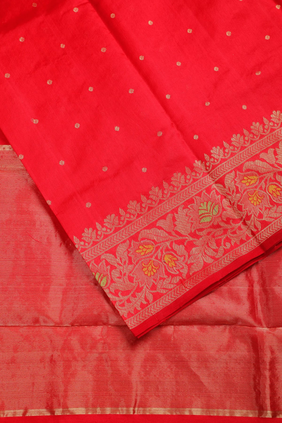 Bright Red Handloom Pure Silk Chanderi Saree