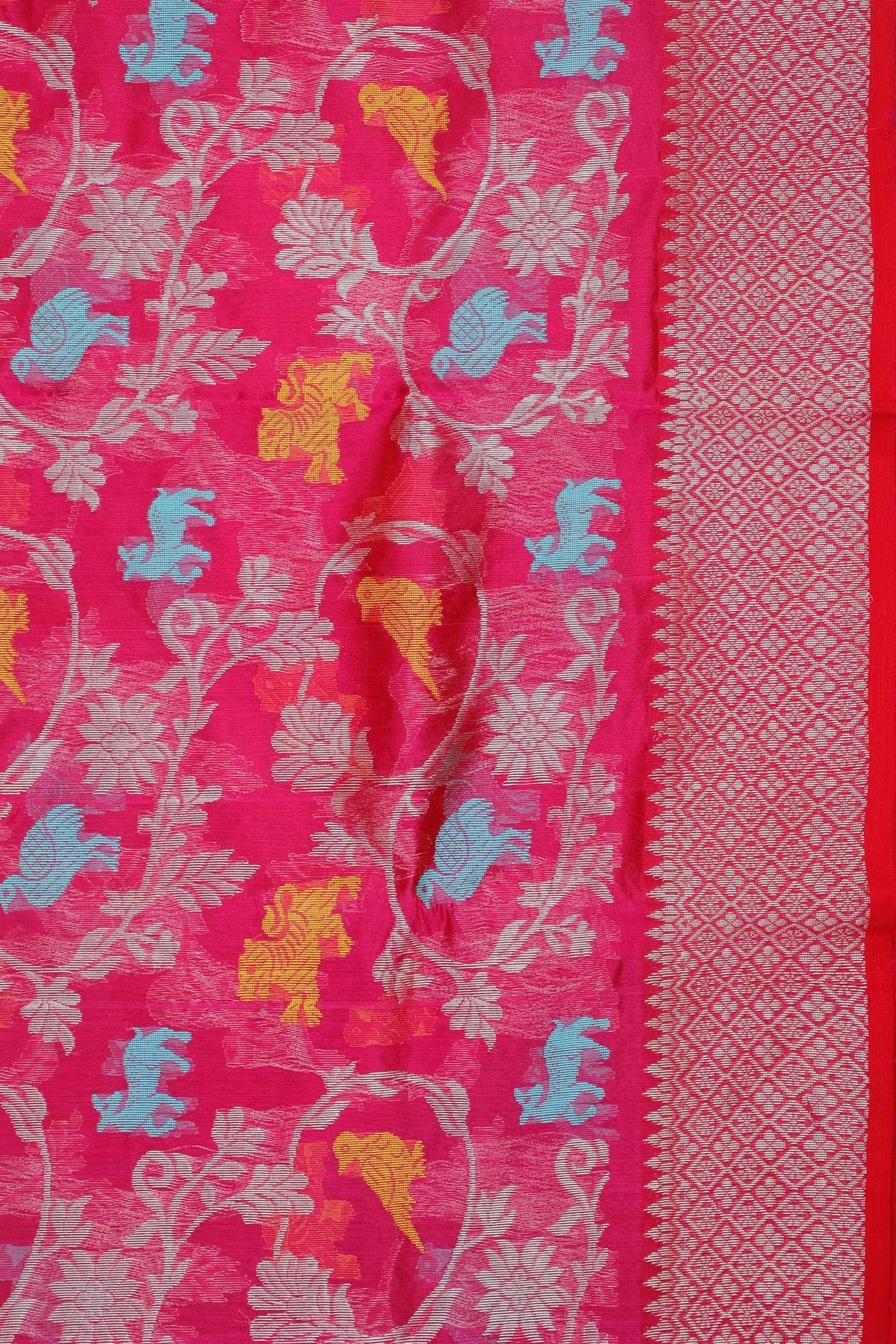 Pink Handloom Katan Silk Chanderi Saree