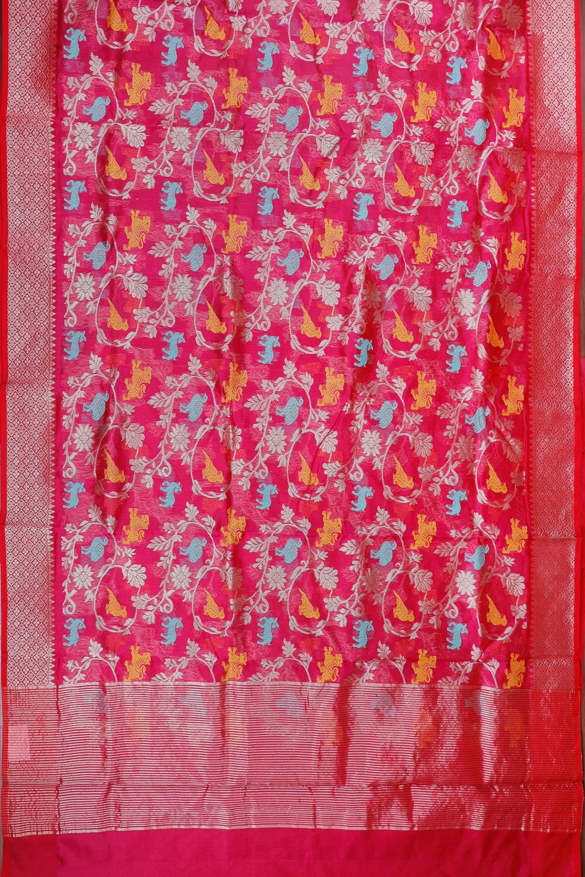 Pink Handloom Katan Silk Chanderi Saree