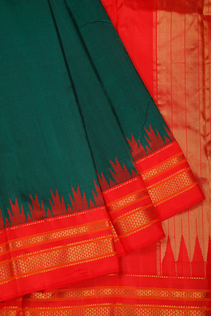 Emerald Green Handloom Pure Silk Ilkal Saree
