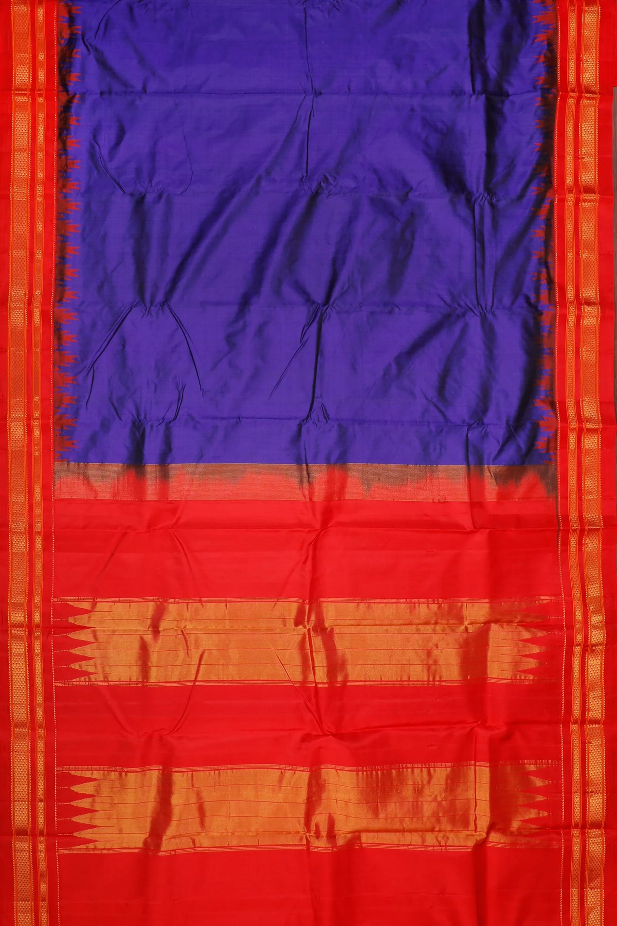 Navy Blue Handloom Pure Silk Ilkal Saree