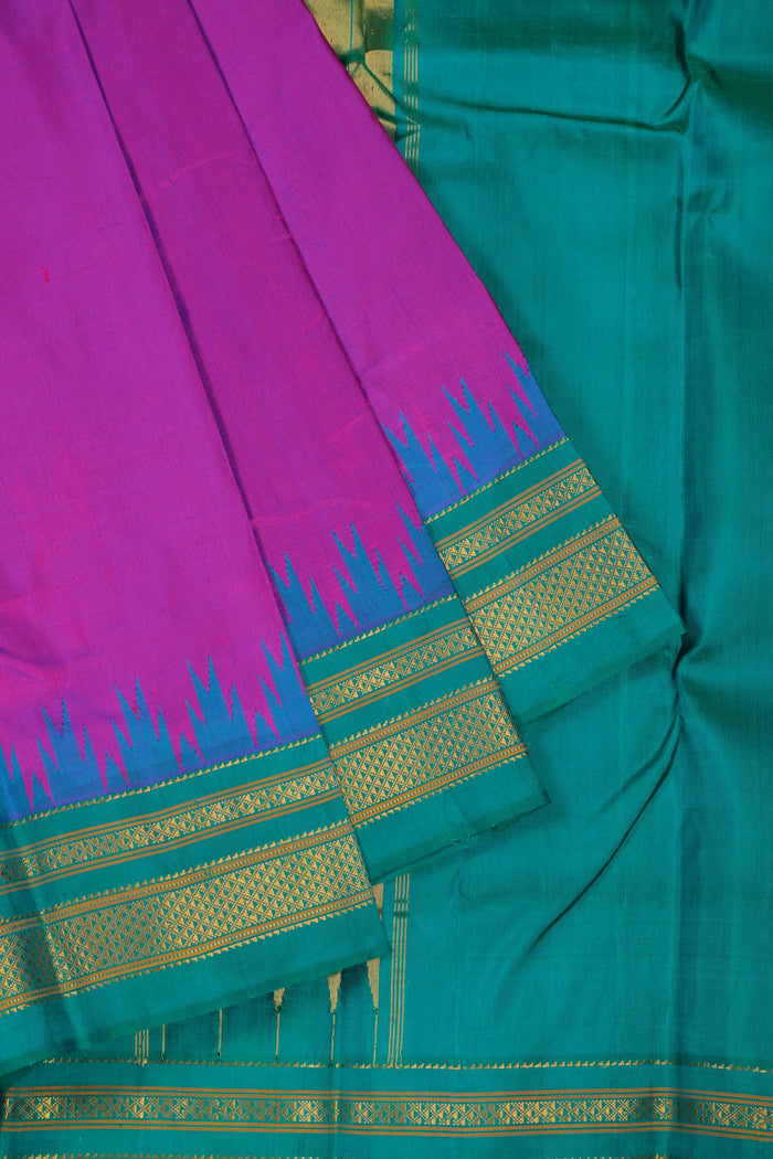 Purple Handloom Pure Silk Ilkal Saree